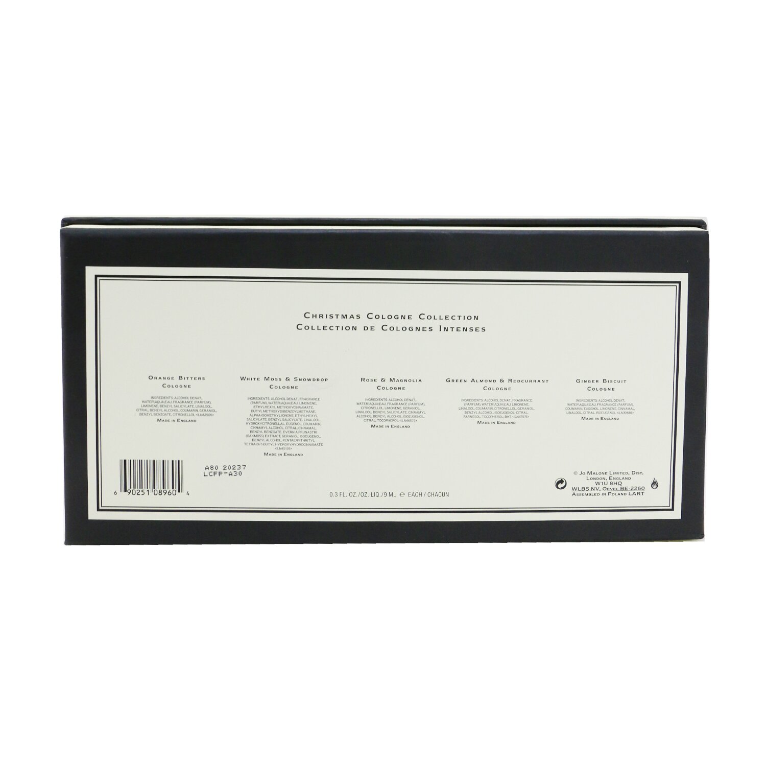 Jo Malone Christmas Cologne Collection: Orange Bitters, White Moss & Snowdrop, Rose & Magnolia, Green Almond & Redcurrant, Ginger Biscuit 5x9ml/0.3oz