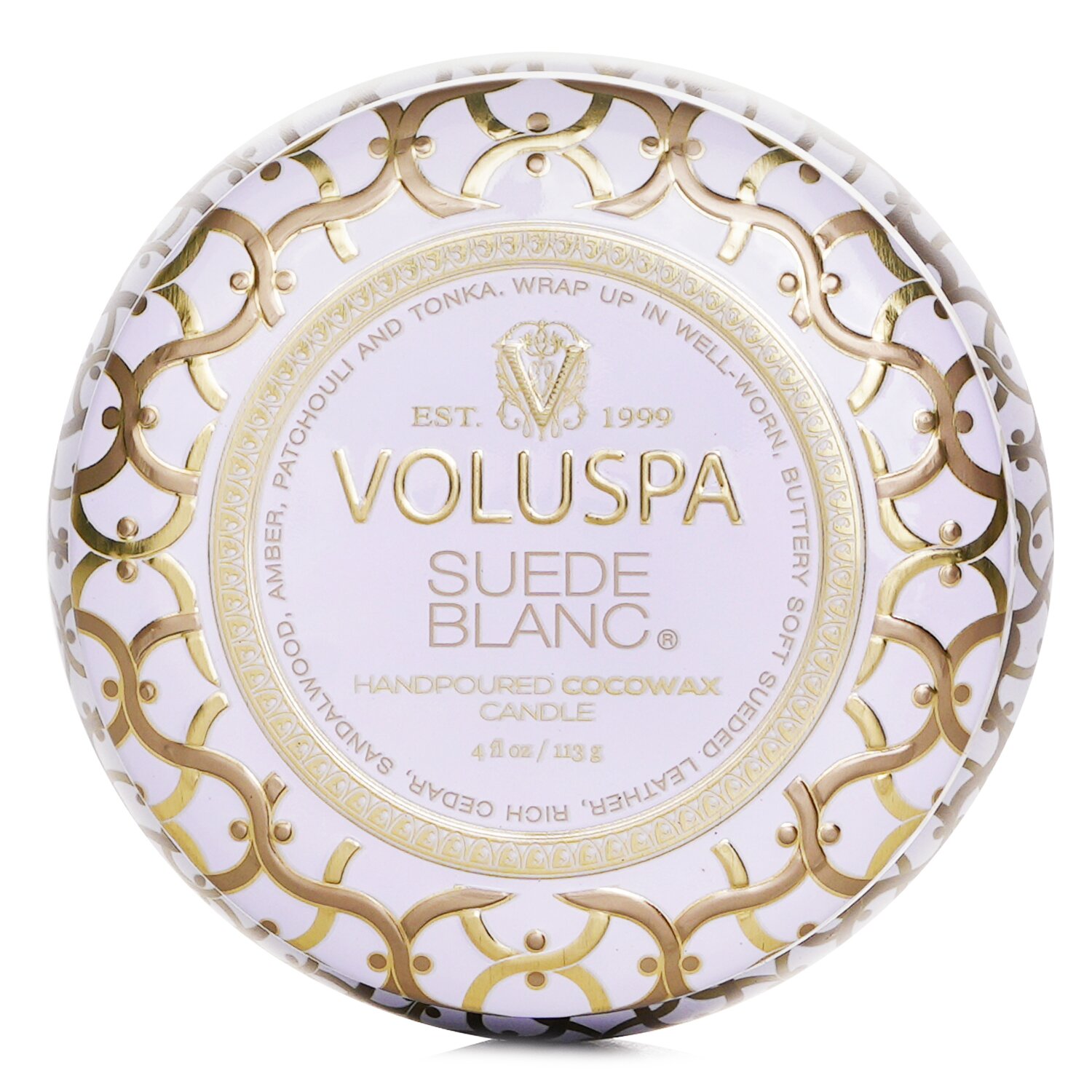 Voluspa Mini Tin Candle - Suede Blanc 113g/4oz