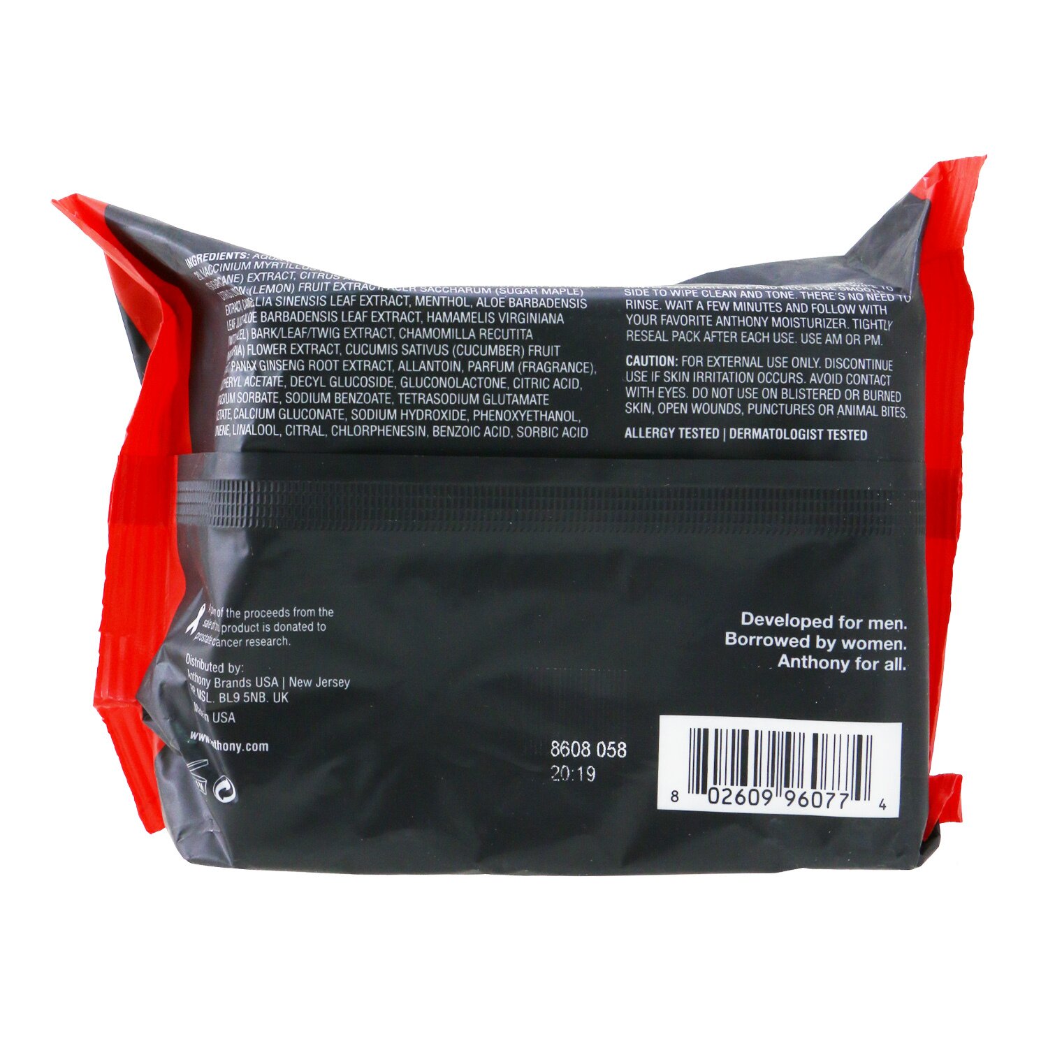Anthony Logistics For Men Glycolic Exfoliating & Resurfacing Wipes (Box Slightly Damaged) 30wipes