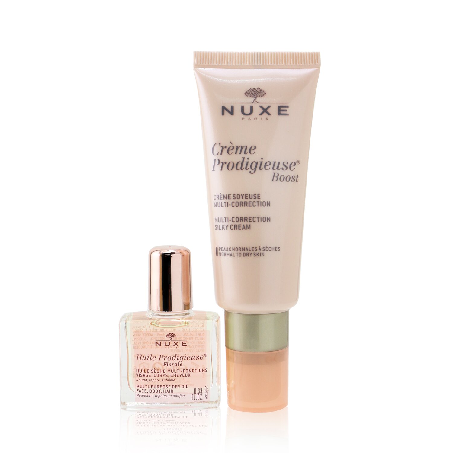 Nuxe Zestaw upominkowy Nuxe: Creme Prodigieuse Boost multi-correction jedwabisty krem 40 ml + wielofunkcyjny suchy olejek Huile Prodigieuse Florale 10 ml 2pcs