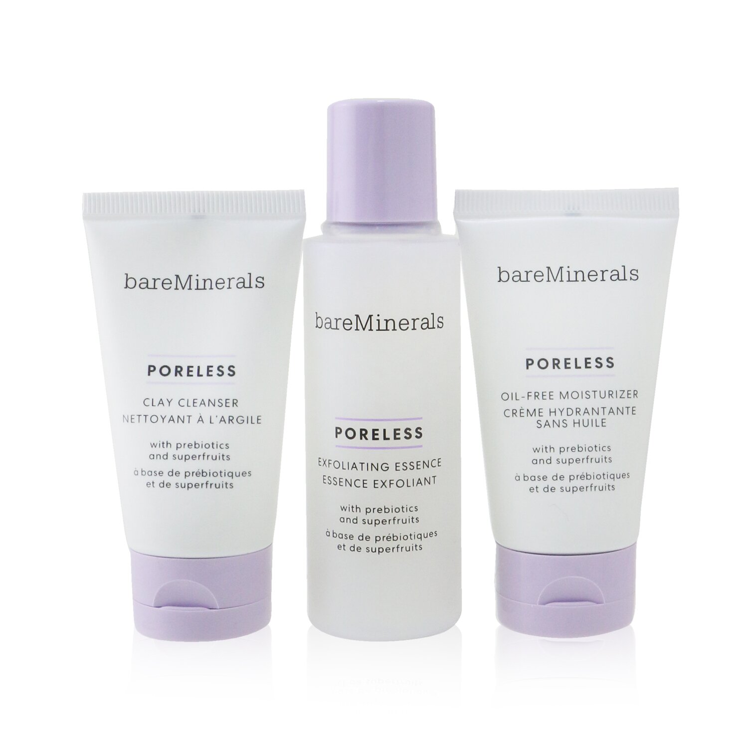 BareMinerals Kit Poreless At Any Age Starter: Limpiador de Arcilla 30ml + Esencia Exfoliante 50ml + Hidratante Libre de Aceite 30ml 3pcs