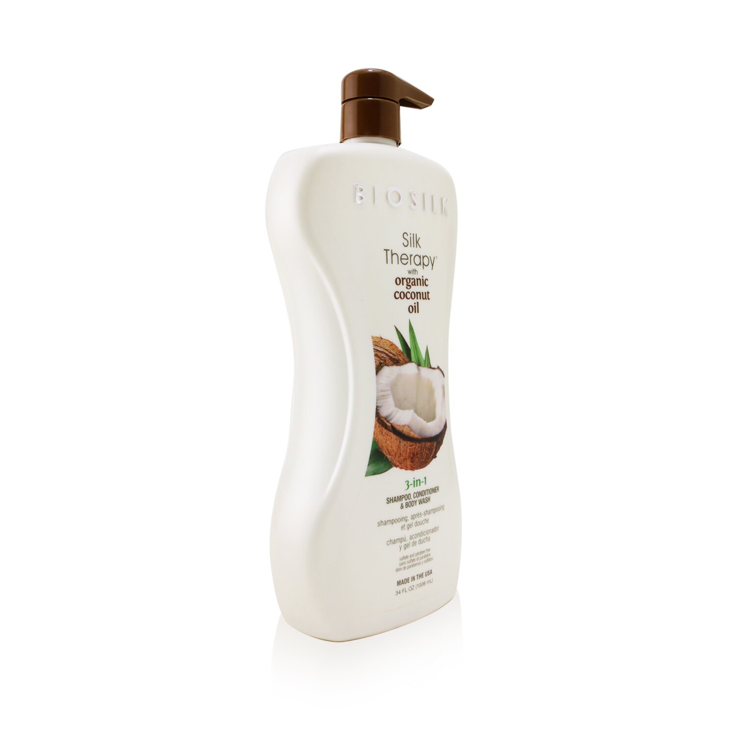 BioSilk Silk Therapy with Coconut Oil 3-In-1 Shampoo, Conditioner & Body Wash 1006ml/34oz