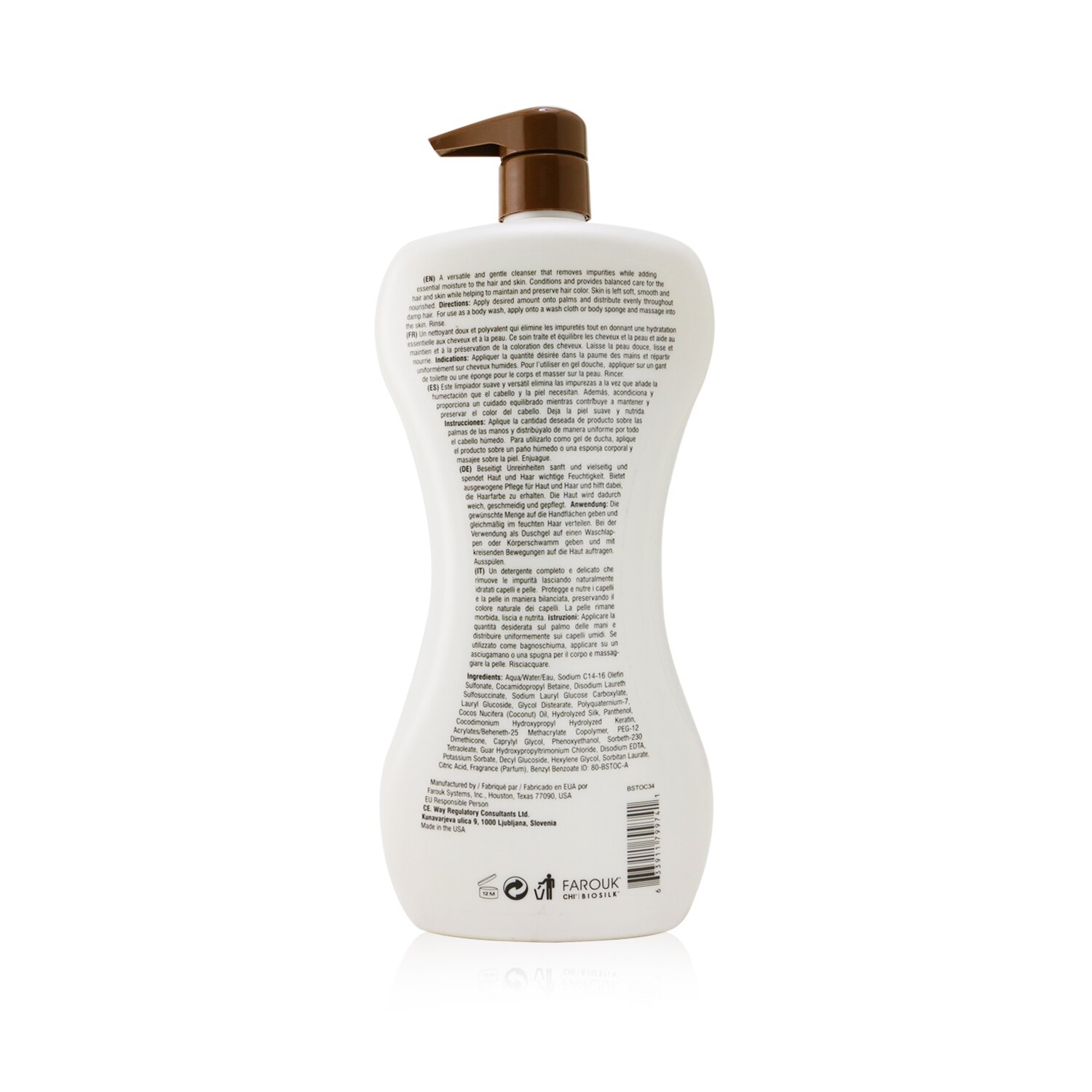 BioSilk Silk Therapy with Coconut Oil 3-In-1 Shampoo, Conditioner & Body Wash 1006ml/34oz