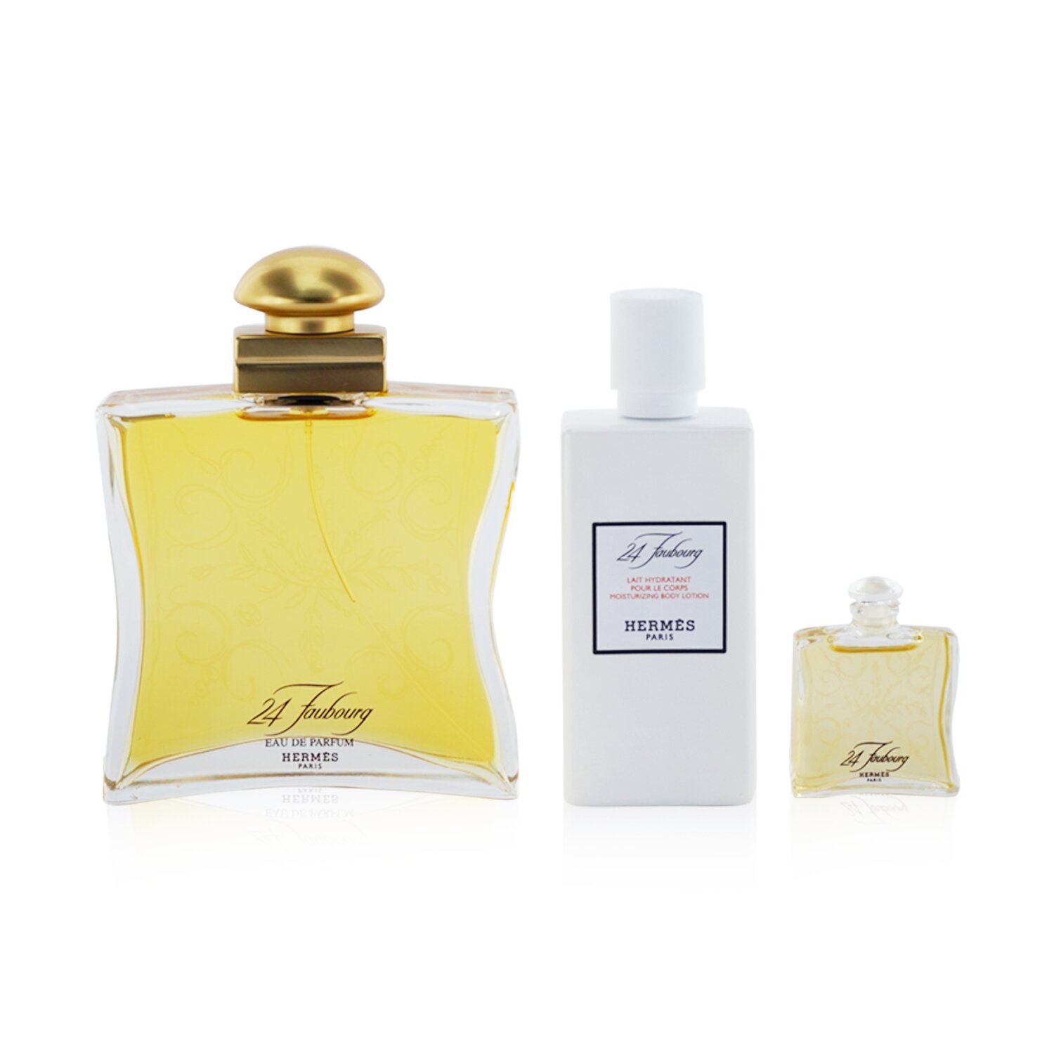 Hermes 24 Faubourg Coffret: Eau De Parfum Spray 100ml/3.3oz + Eau De Parfum 7.5ml/0.25oz + Moisturizing Body Lotion 80ml/2.7oz 3pcs