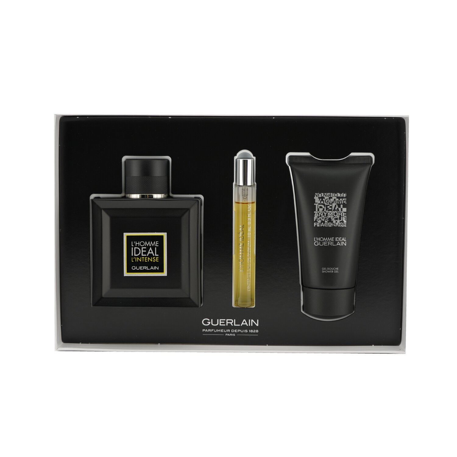 Guerlain L'Homme Ideal L'Intense Coffret: Eau De Parfum Spray 100ml/3.3oz + Eau De Parfum Spray 10ml/0.3oz + Shower Gel 75ml/2.5oz 3pcs