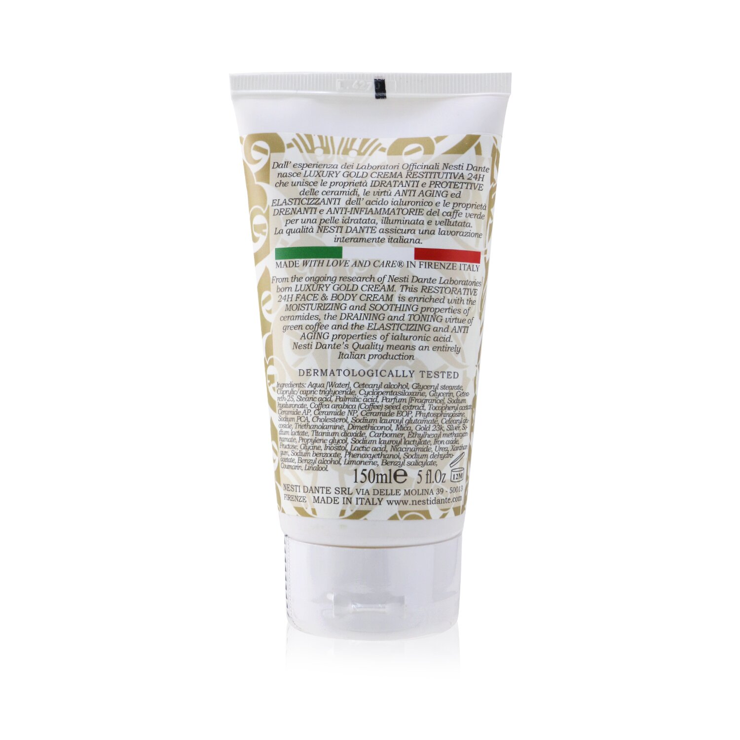 Nesti Dante Luxury Gold Cream With Gold Leaf (Limited Edition) - Restorative 24H Face & Body Cream 150ml/5oz