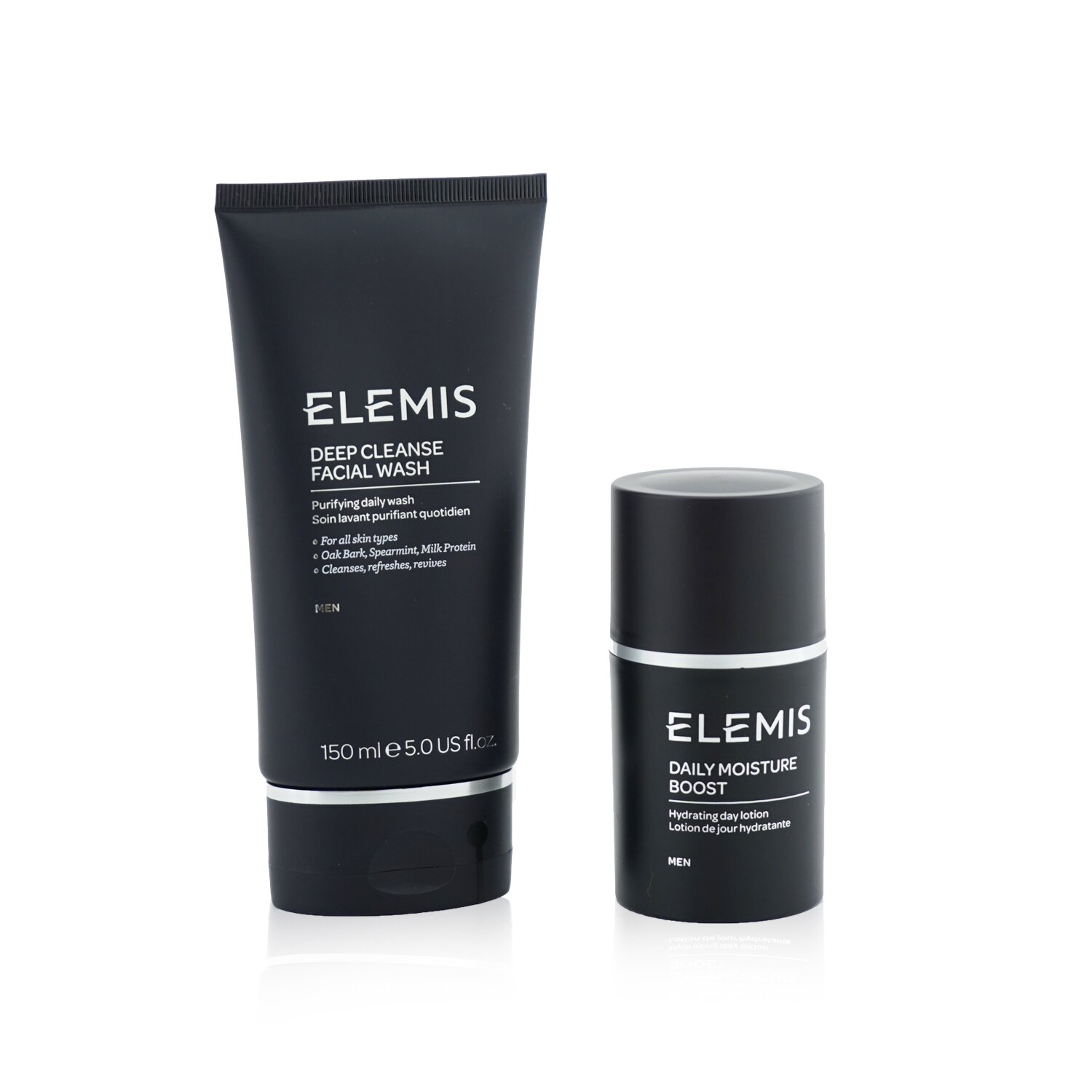 Elemis Men's Grooming Duo Set: Deep Cleanser Facial Wash 150ml + Daily Moisture Boost 50ml 2pcs