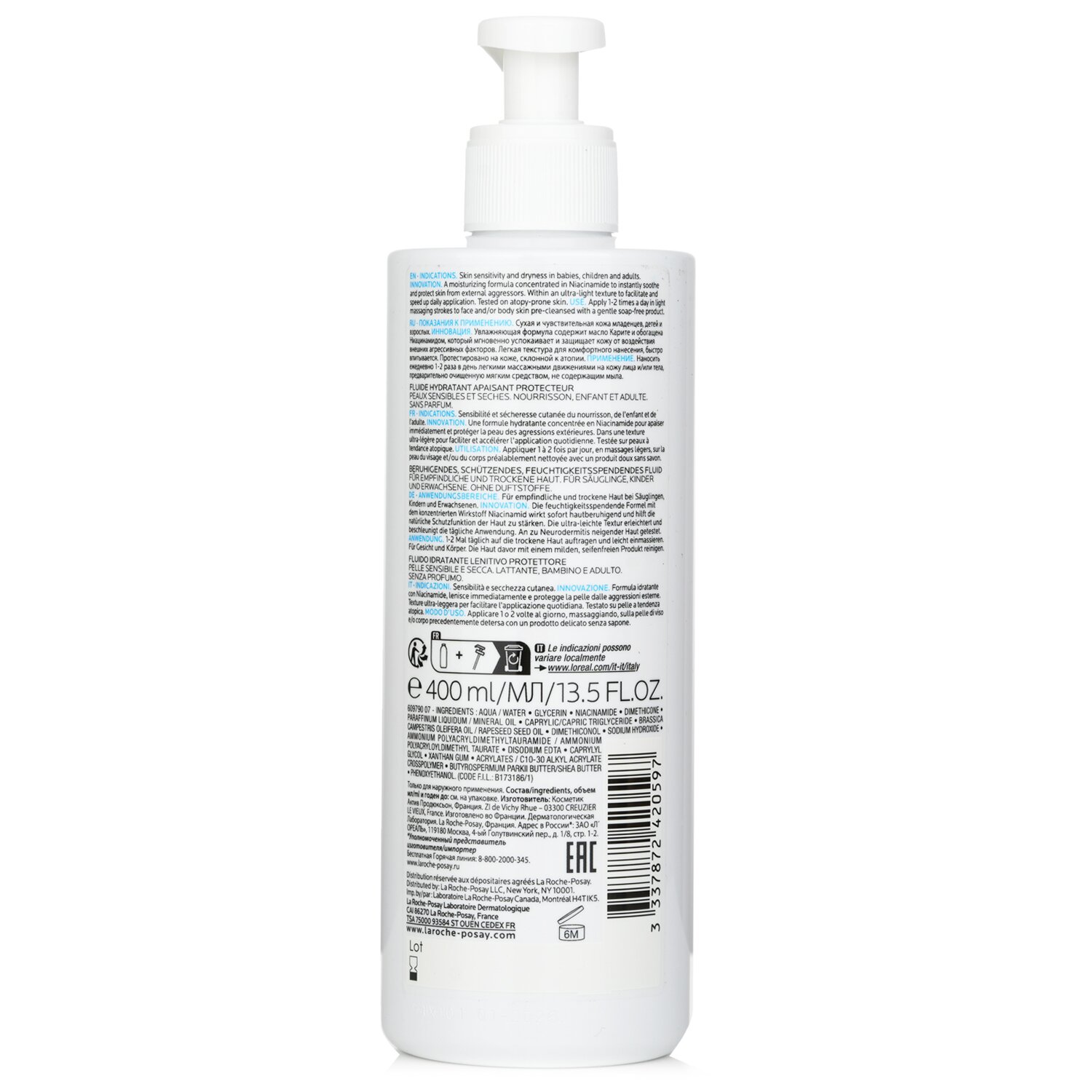 La Roche Posay Lipikar Fluide - Soothing Protecting Fluid (Fragrance-Free) 400ml/13.5oz