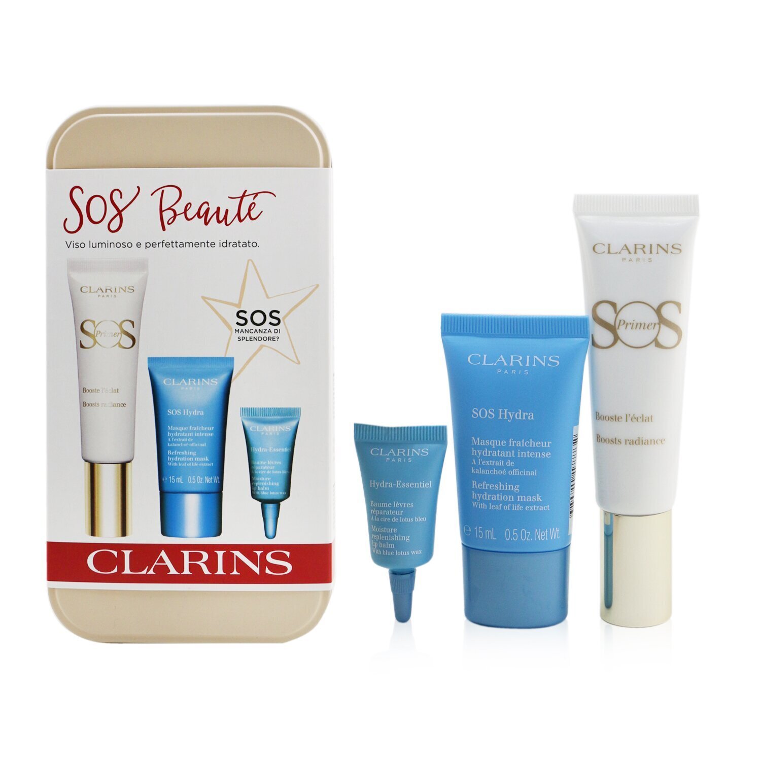 Clarins SOS Beaute Set (1x Primer 30ml + 1x Mask 15ml + 1x Lip Balm 3ml) 3pcs