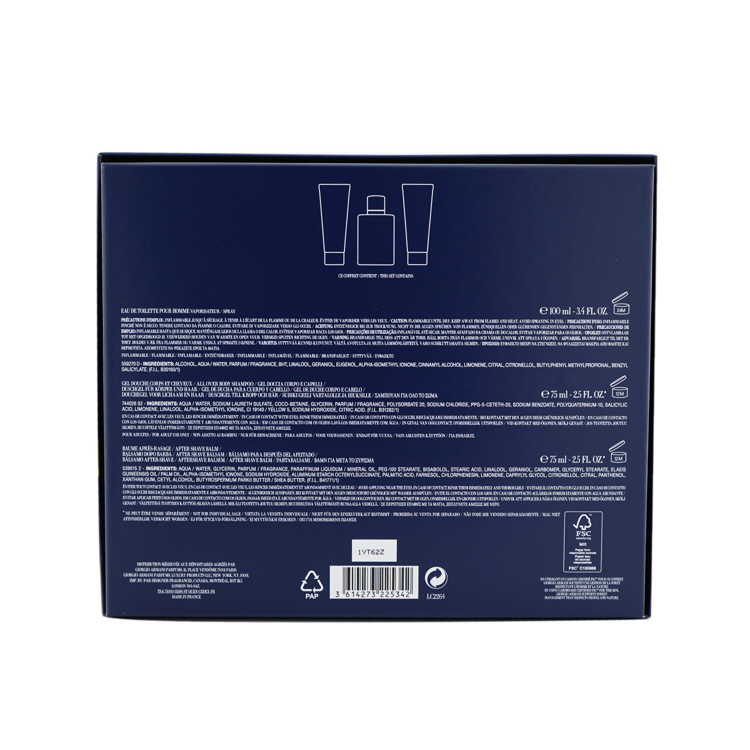 Giorgio Armani Acqua Di Gio Coffret: Eau De Toilette Spray 100ml/3.4oz + All Over Body Shampoo 75ml/2.5oz + After Shave Balm 75ml/2.5oz 3pcs