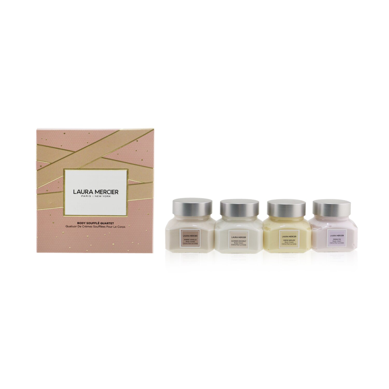 Laura Mercier Body Souffle Quartet Set: Ambre Vanille + Fresh Fig + Creme Brulee + Almond Coconut Body Cream - 4x60g/2oz 4x60g/2oz