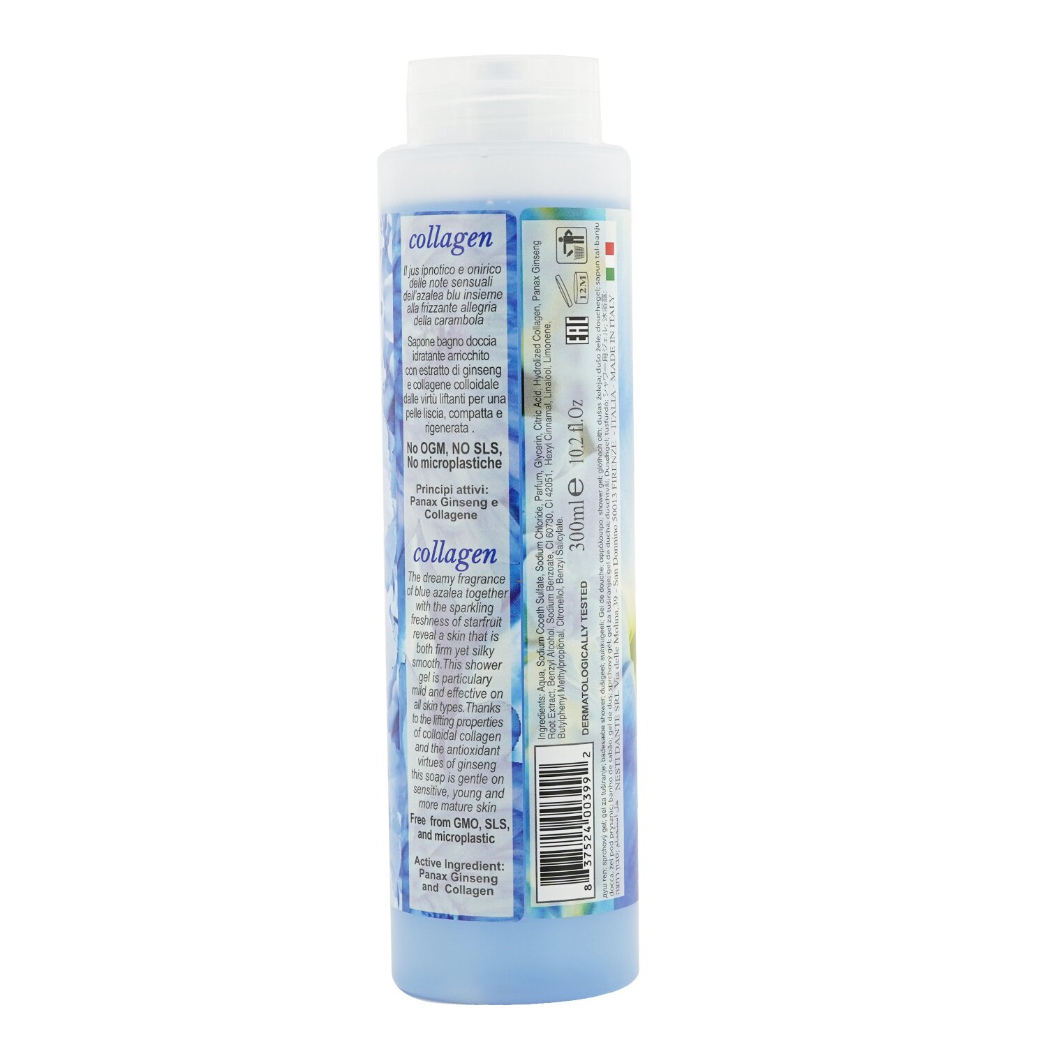 Nesti Dante Philosophia Shower Gel - Collagen - Blue Azalea, Ambrosia Nectar & Starfruit With Vegetal Collagen & Ginseng 300ml/10.2oz