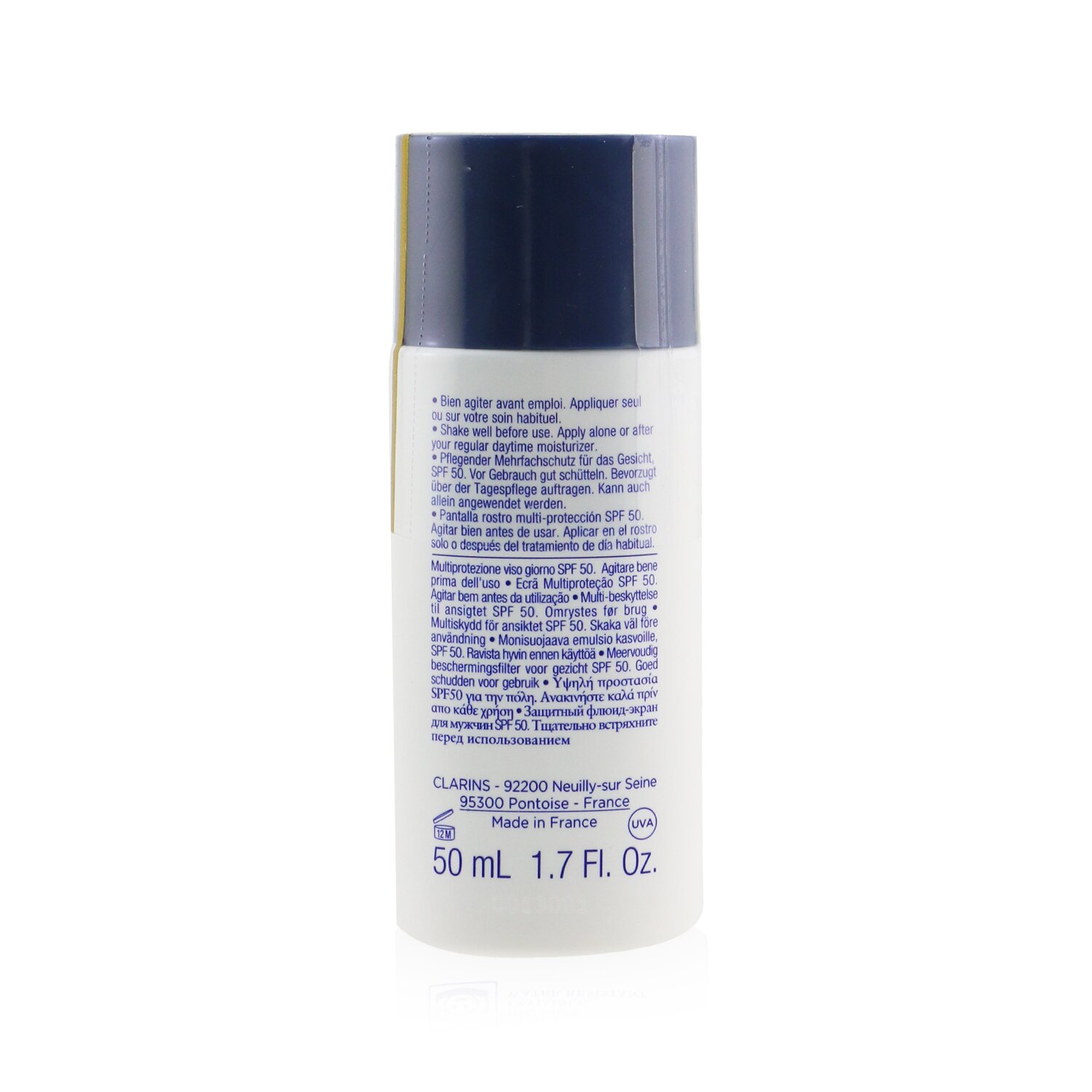 Clarins Clarinsmen UV Plus Anti-Pollution Multi-Protection SPF 50 UVA-UVB (High Protection Day Screen, Oil-Free, Invisible & Water Resistant) 50ml/1.7oz