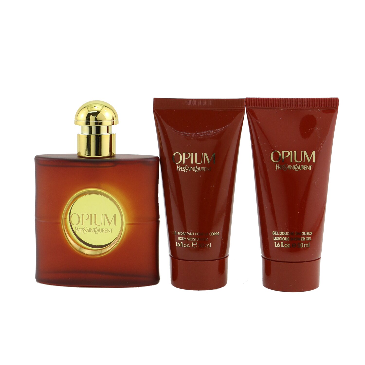 Yves Saint Laurent Opium Coffret: Eau De Toilette Spray 50ml/1.6oz + Hidratante Corporal 50ml/1.6oz + Gel de Ducha Lujoso 50ml/1.6oz 3pcs