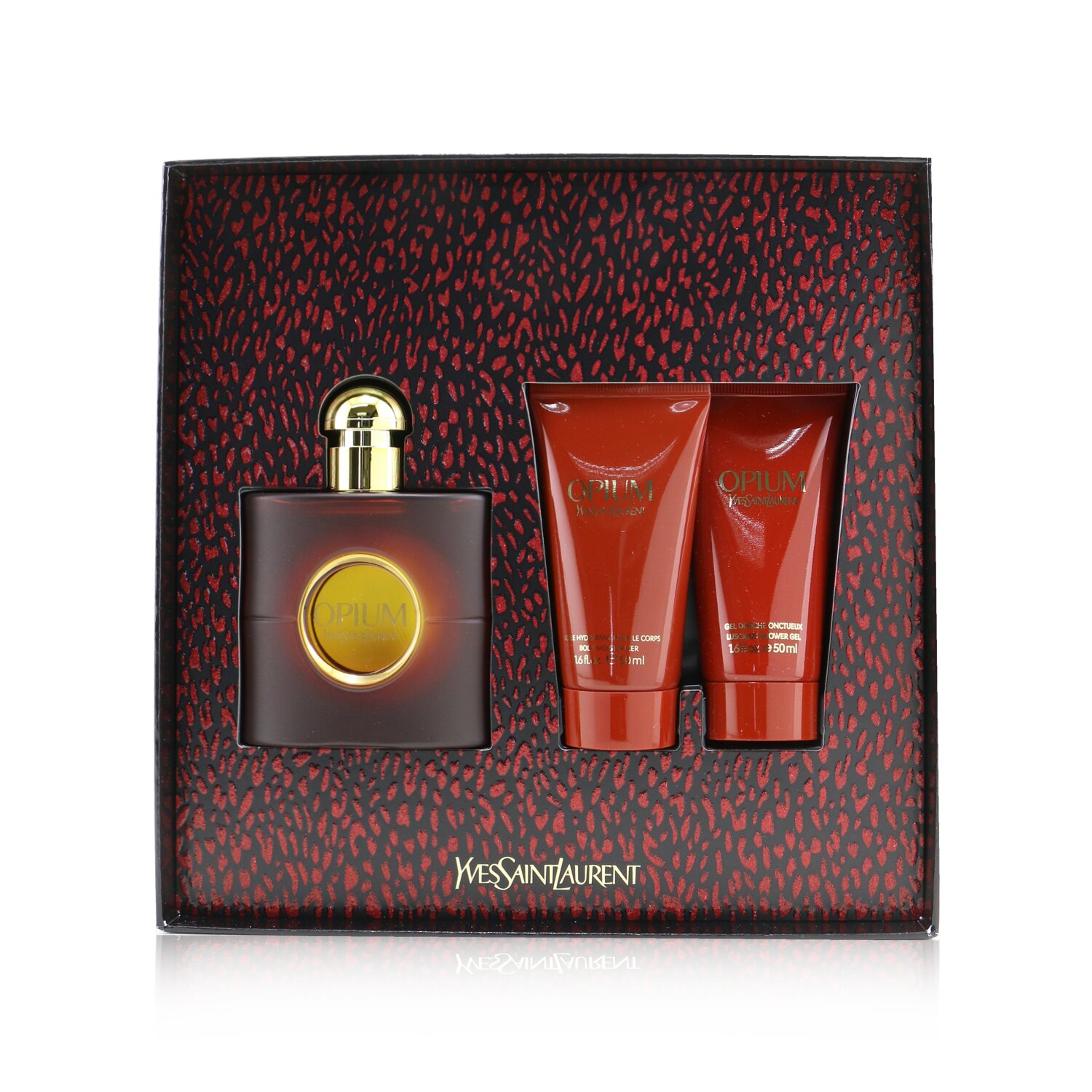 Yves Saint Laurent Opium Coffret: Eau De Toilette Spray 50ml/1.6oz + Hidratante Corporal 50ml/1.6oz + Gel de Ducha Lujoso 50ml/1.6oz 3pcs