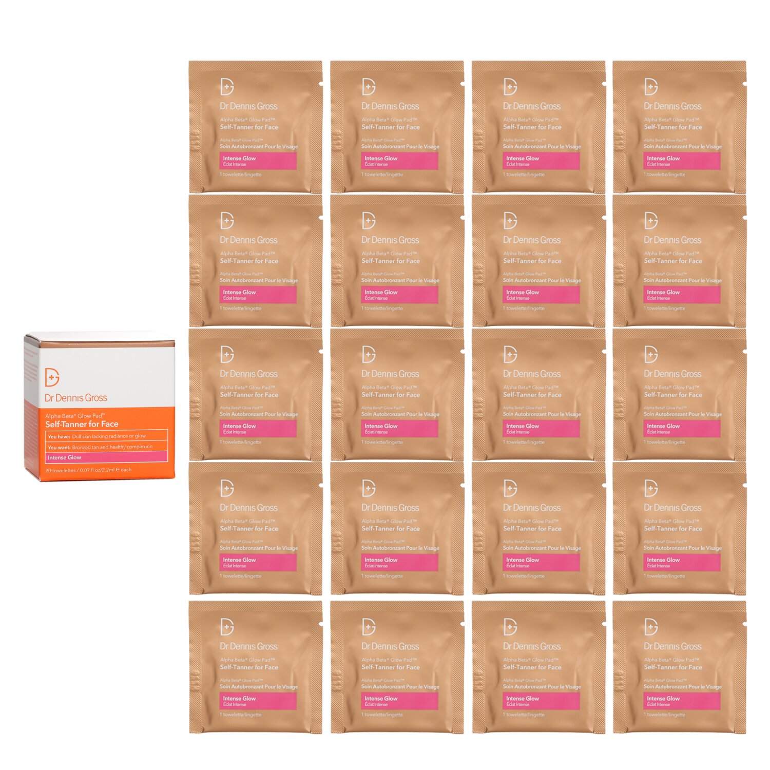 Dr Dennis Gross Alpha Beta Glow Almohadilla Para Rostro - Brillo Intenso 20 Towelettes