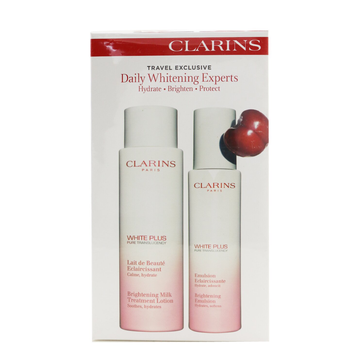 Clarins White Plus Daily Whitening Experts Set: Brightening Milk Treatment Lotion 200ml + Brightening Emulsion 75ml 2pcs
