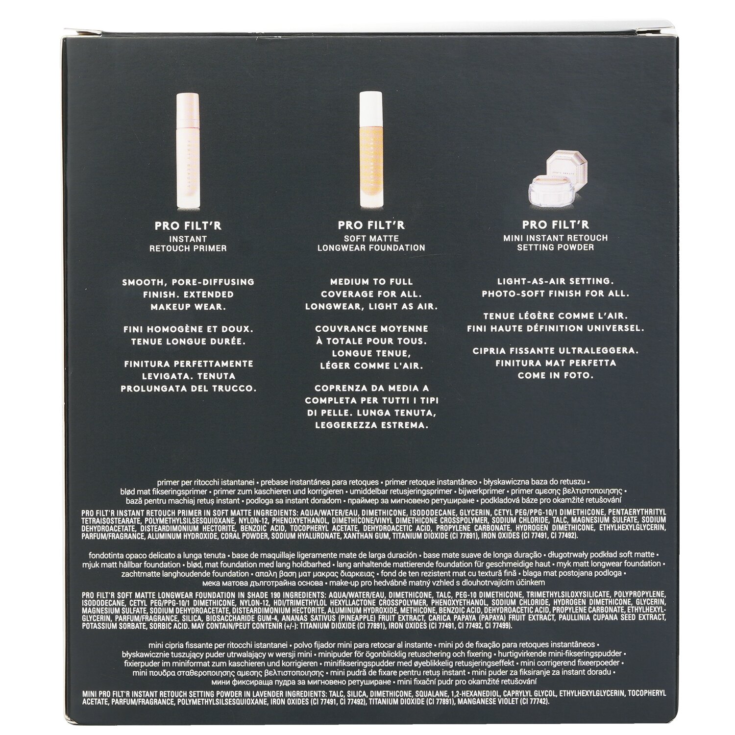 Fenty Beauty by Rihanna Pro Filt'R Soft Matte Complexion Kit: Foundation 32ml + Primer 32ml + Instant Retouch Setting Powder 7.8g 3pcs