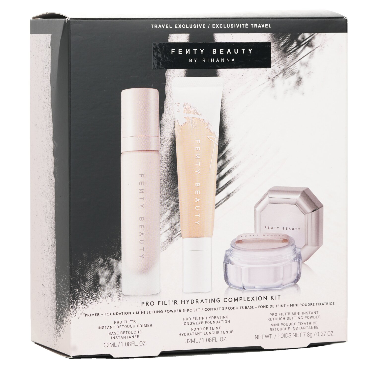 Fenty Beauty by Rihanna Pro Filt'R Hydrating Complexion Kit: Foundation 32ml + Primer 32ml + Instant Retouch Setting Powder 7.8g 3pcs