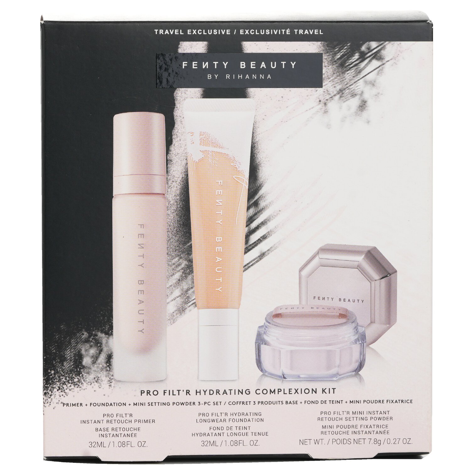 Fenty Beauty by Rihanna Pro Filt'R Hydrating Complexion Kit: Foundation 32ml + Primer 32ml + Instant Retouch Setting Powder 7.8g 3pcs