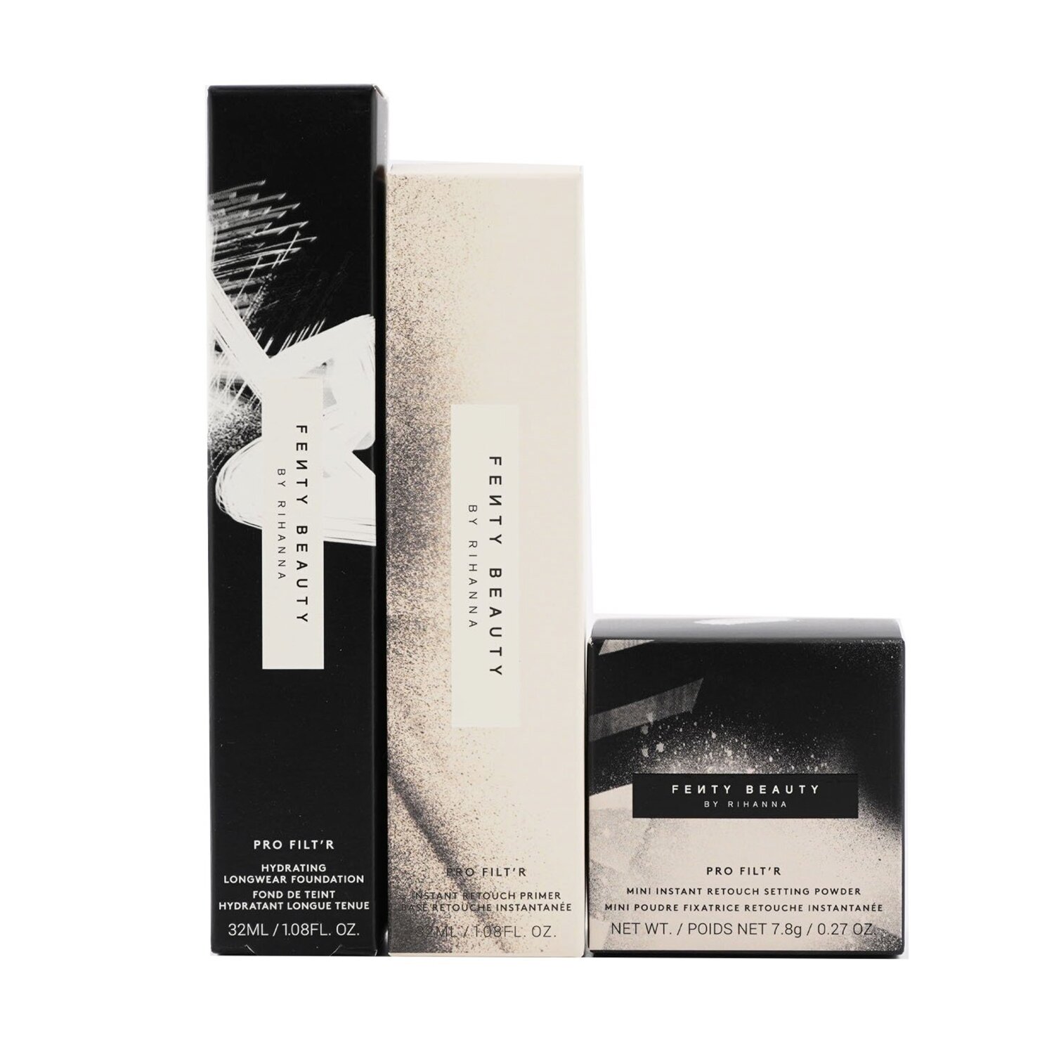 Fenty Beauty by Rihanna Pro Filt'R Hydrating Complexion Kit: Foundation 32ml + Primer 32ml + Instant Retouch Setting Powder 7.8g 3pcs