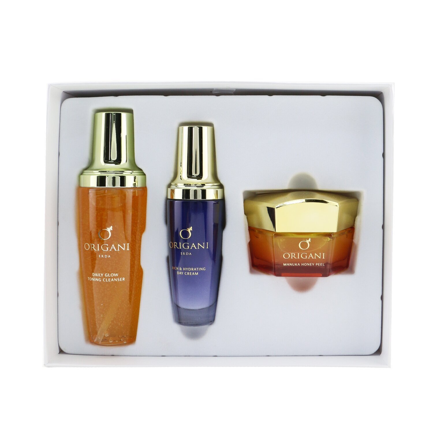 Origani ERDA Luxury Facial 3-Pieces Collection: Cleanser 150ml + Day Cream 50ml + Manuka Honey Peel 50ml 3pcs