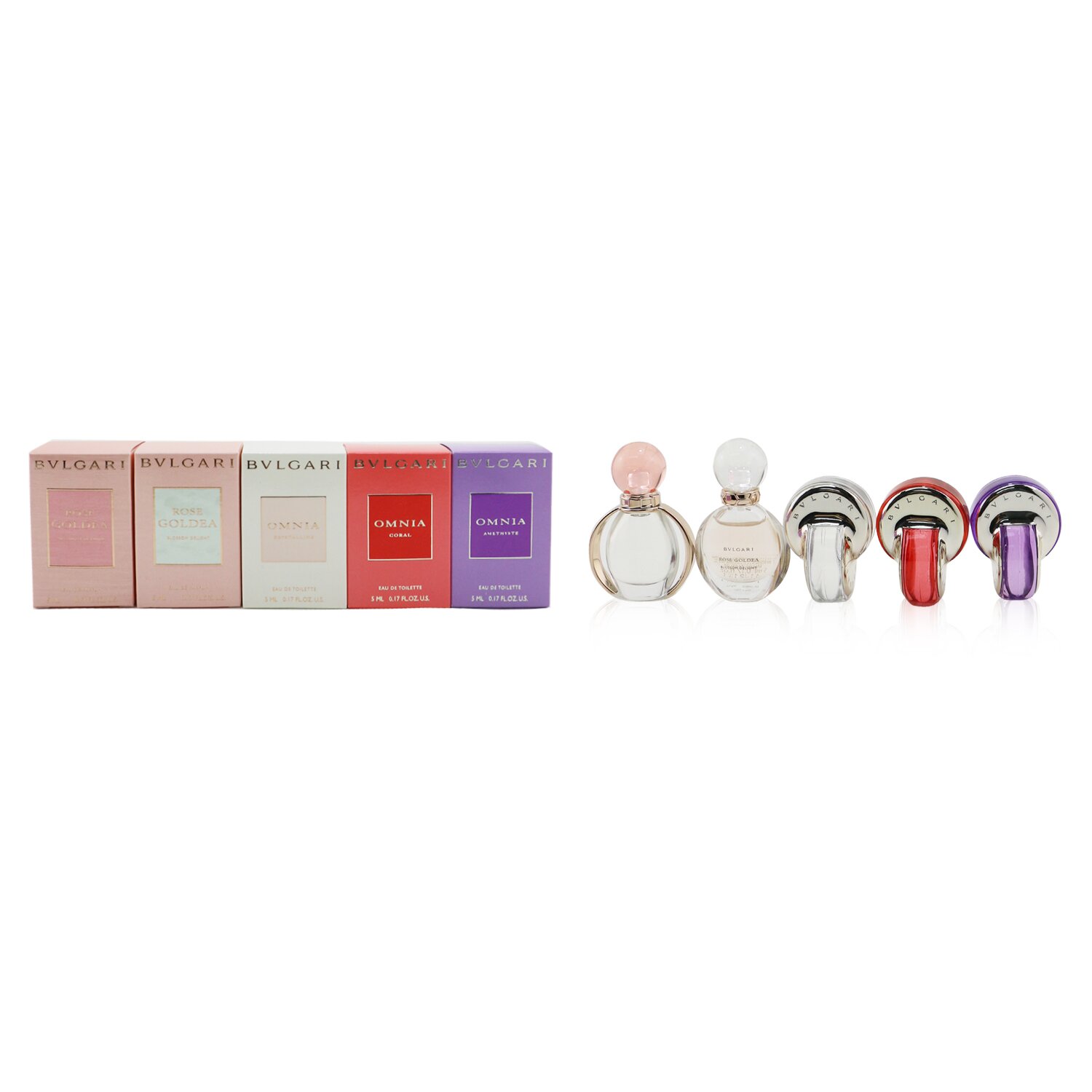 Bvlgari The Women's Gift Collection: Rose Goldea EDP, Rose Goldea Blossom Delight EDP, Omnia Amethyste EDT, Omnia Crystalline EDT, Omnia Coral EDT 5x5ml/0.17oz