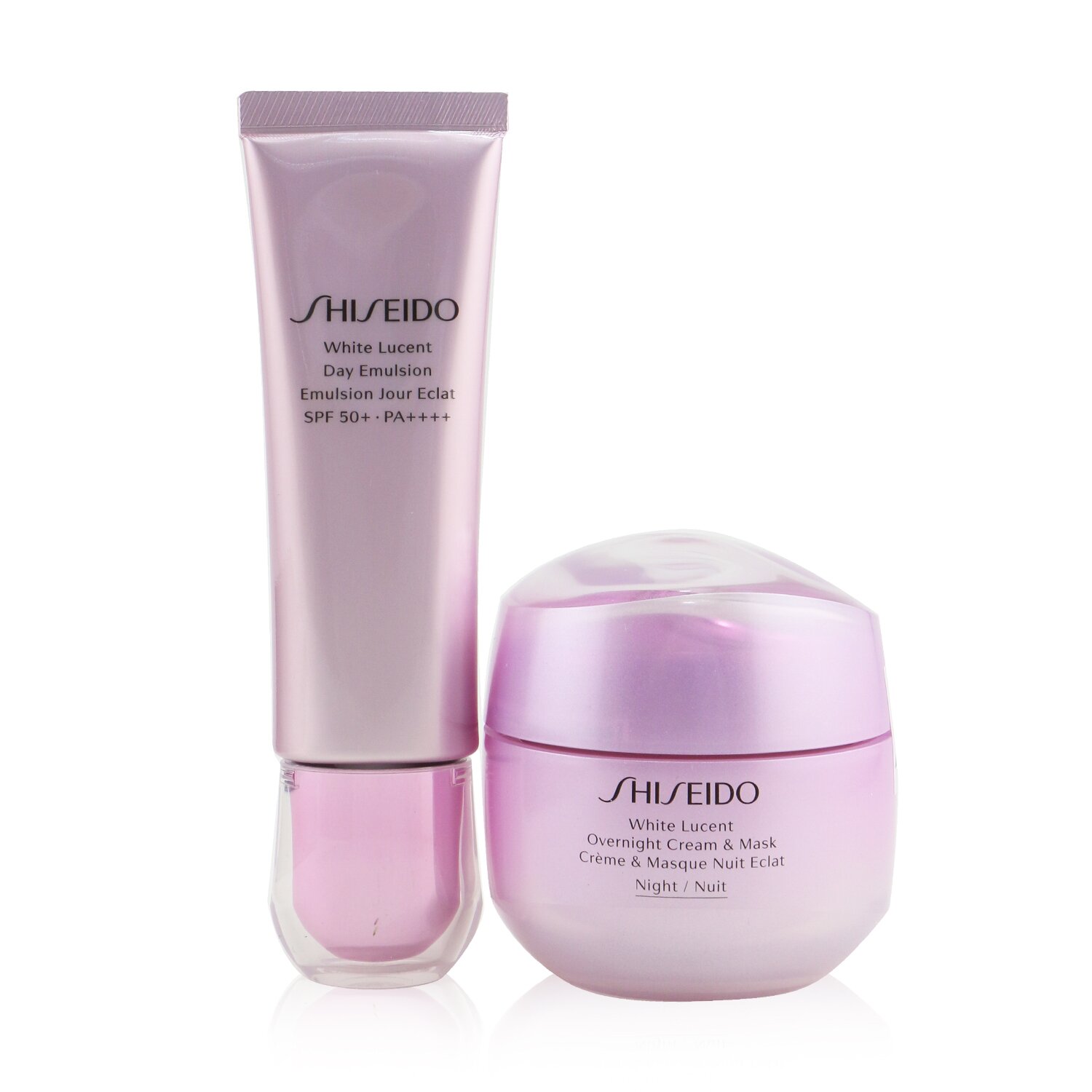 Shiseido White Lucent Дневной и Ночной Набор: Осветляющая Дневная Эмульсия SPF 50 PA+++ 50мл + Ночной Крем и Маска 75мл 2pcs