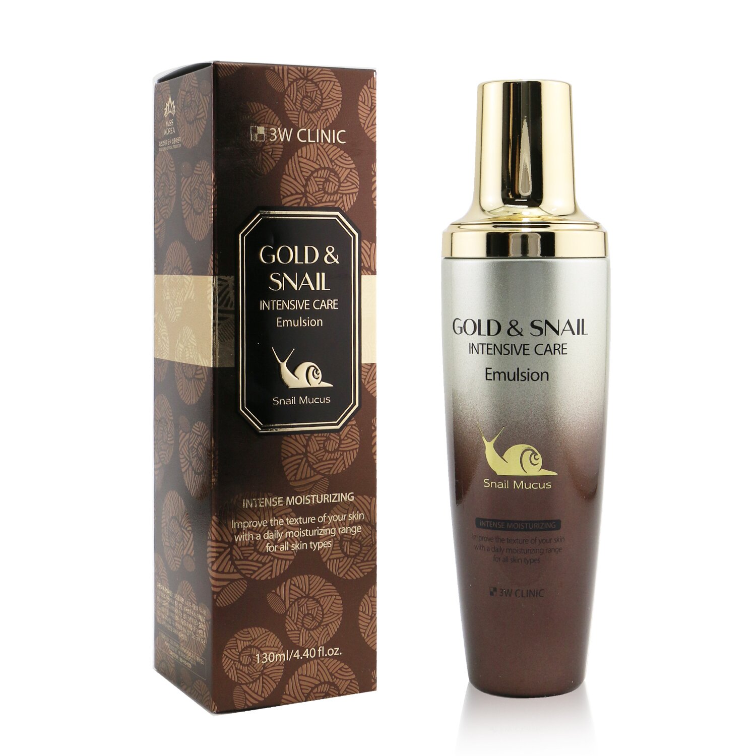 3W Clinic Gold & Snail Intensive Care Emulsja (intensywnie nawilżająca) 130ml/4.4oz