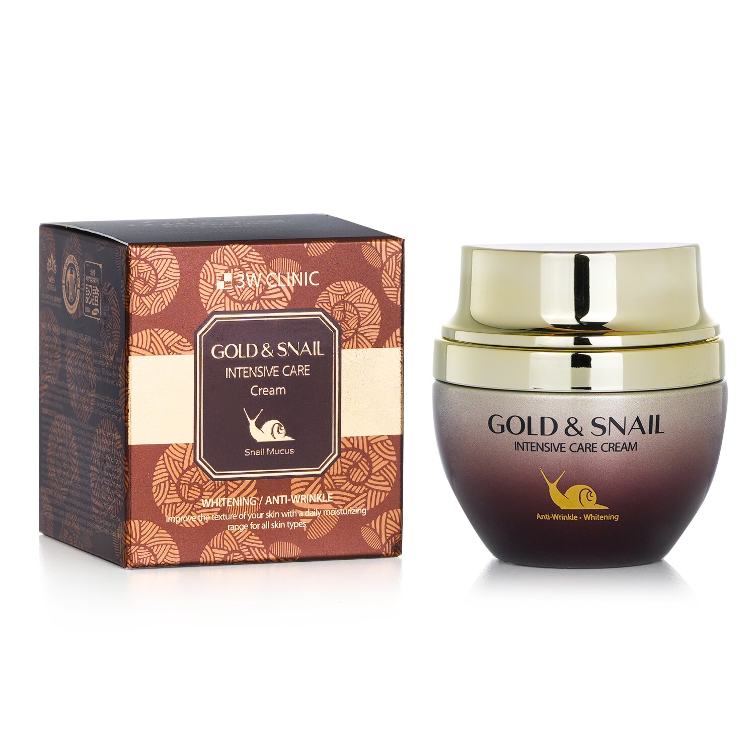3W Clinic Gold & Snail Intensive Care Cream (מלבין/נגד קמטים) קרם חלזונות וזהב 55g/1.94oz