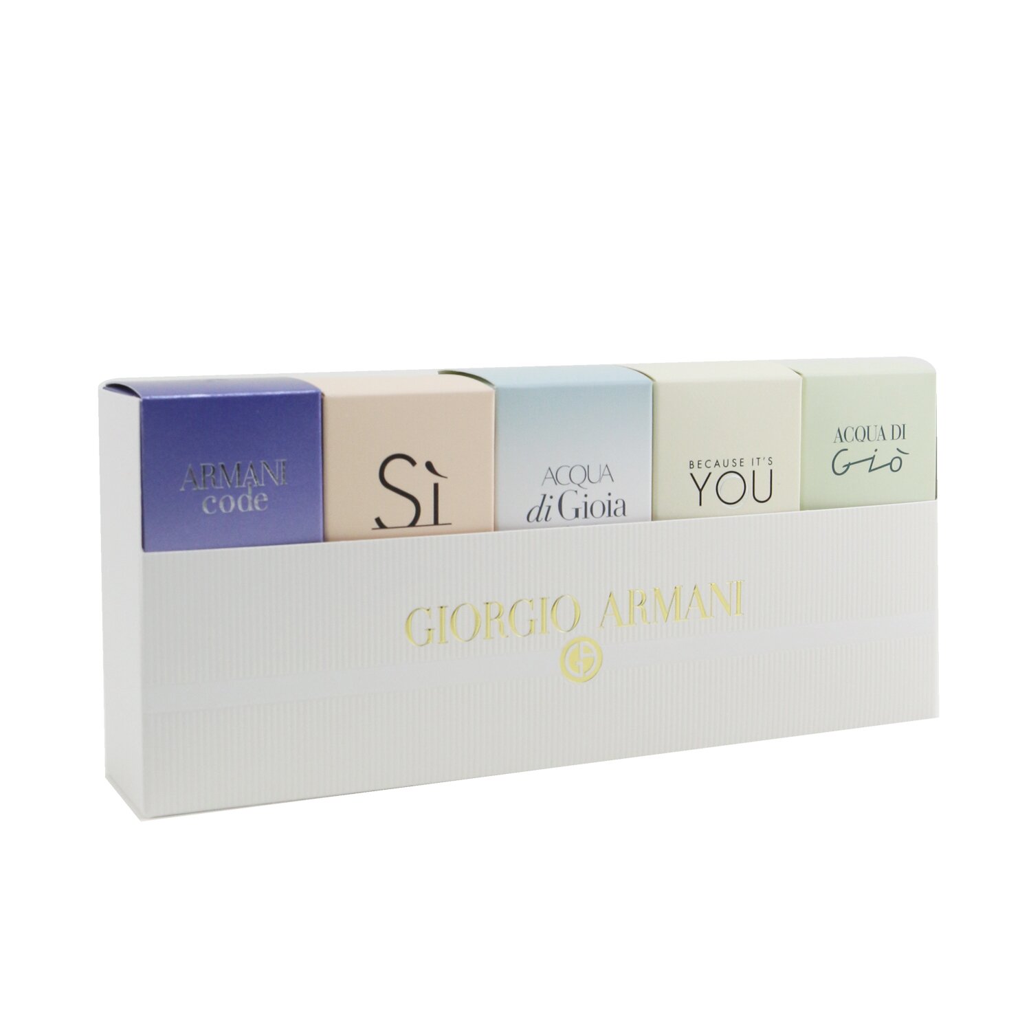 Giorgio Armani Miniature Coffret: Si EDP 7ml, Acqua Di Gioia EDP 5ml, Code Femme EDT 3ml, Acqua Di Gio EDP 5ml, Emporio Armani Because It's You EDP 7ml 5pcs