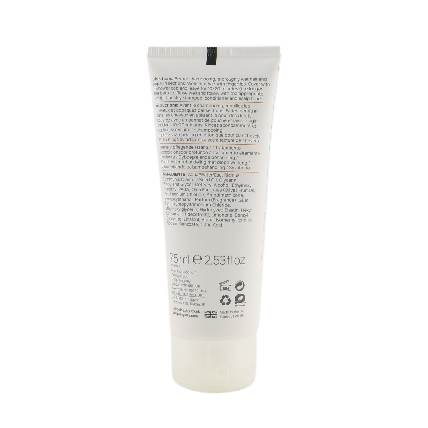 Philip Kingsley Elasticizer Therapies Mayan Vanilla & Orange Blossom Маска для Волос Глубокого Действия 75ml/2.53oz