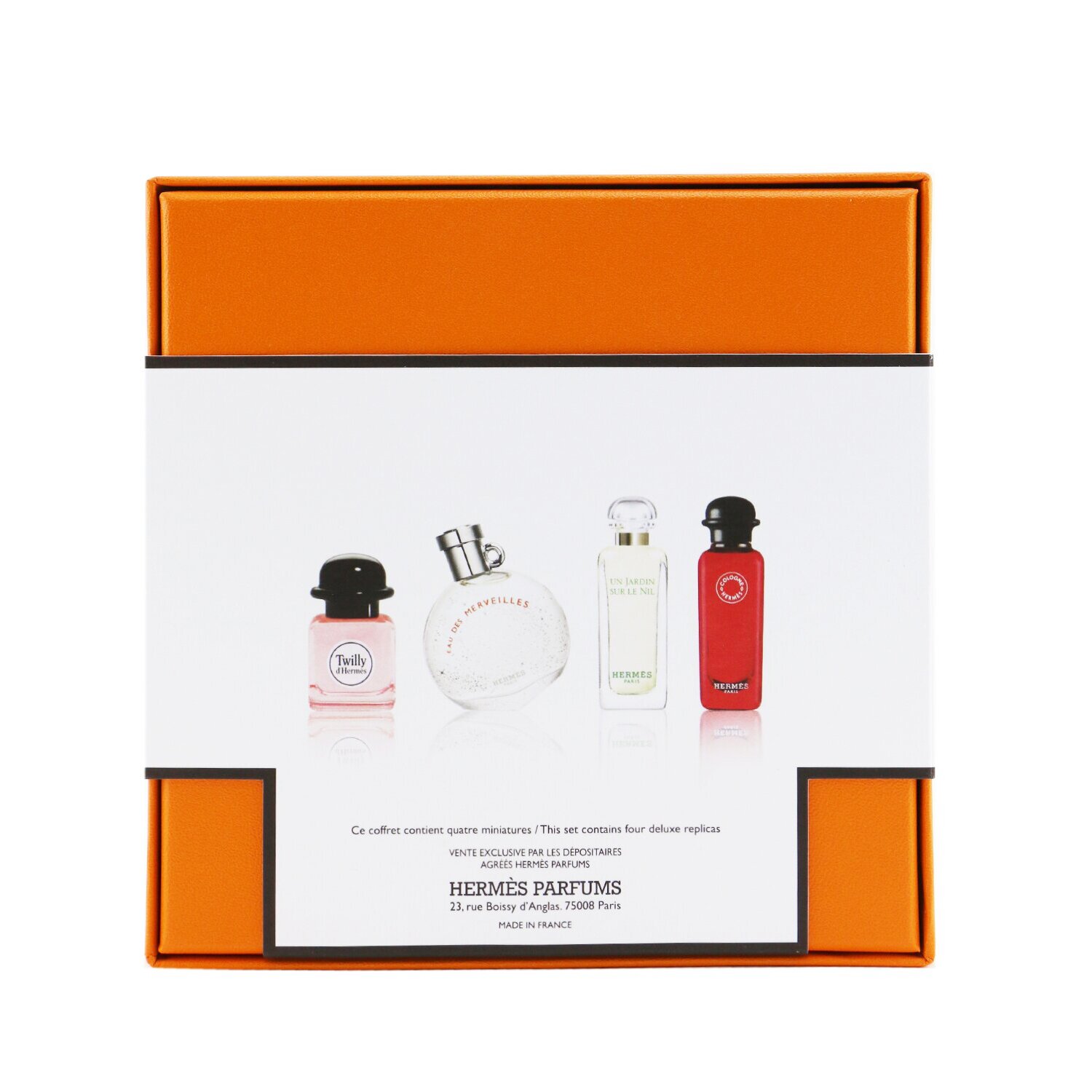 エルメス Hermes ミニチュアコフレ：トゥイディエルメス、アン ジャルダン シル、オー ドゥ ルバーブ エカーレット、オー デ メルヴェイユ 4x7.5ml/0.25oz