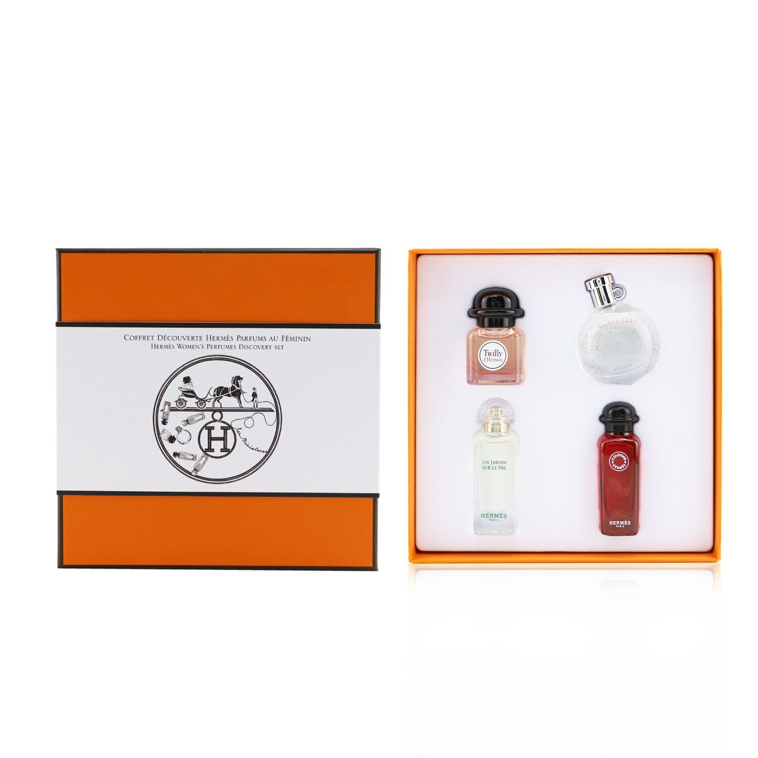 エルメス Hermes ミニチュアコフレ：トゥイディエルメス、アン ジャルダン シル、オー ドゥ ルバーブ エカーレット、オー デ メルヴェイユ 4x7.5ml/0.25oz
