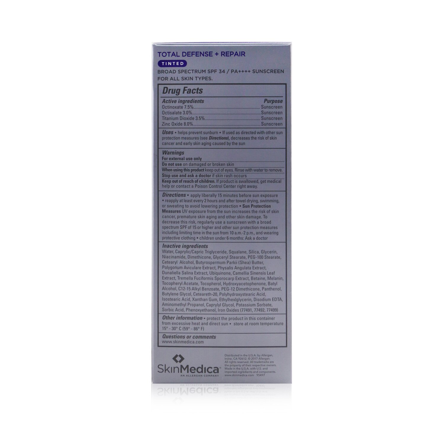 Skin Medica Total Defense + Repair SPF 34 - Tinted 95497 (Exp. Date: 12/2021) 65g/2.3oz