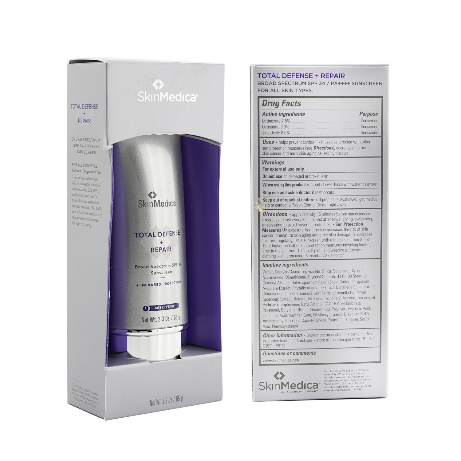 Skin Medica Total Defense + Repair SPF 34 (Exp. Date: 12/2021) 65g/2.3oz