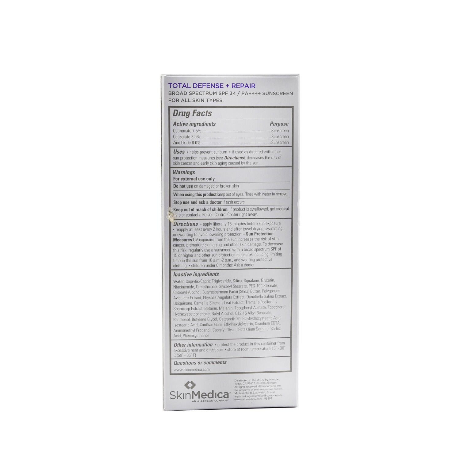 Skin Medica Total Defense + Repair SPF 34 (Exp. Date: 12/2021) 65g/2.3oz