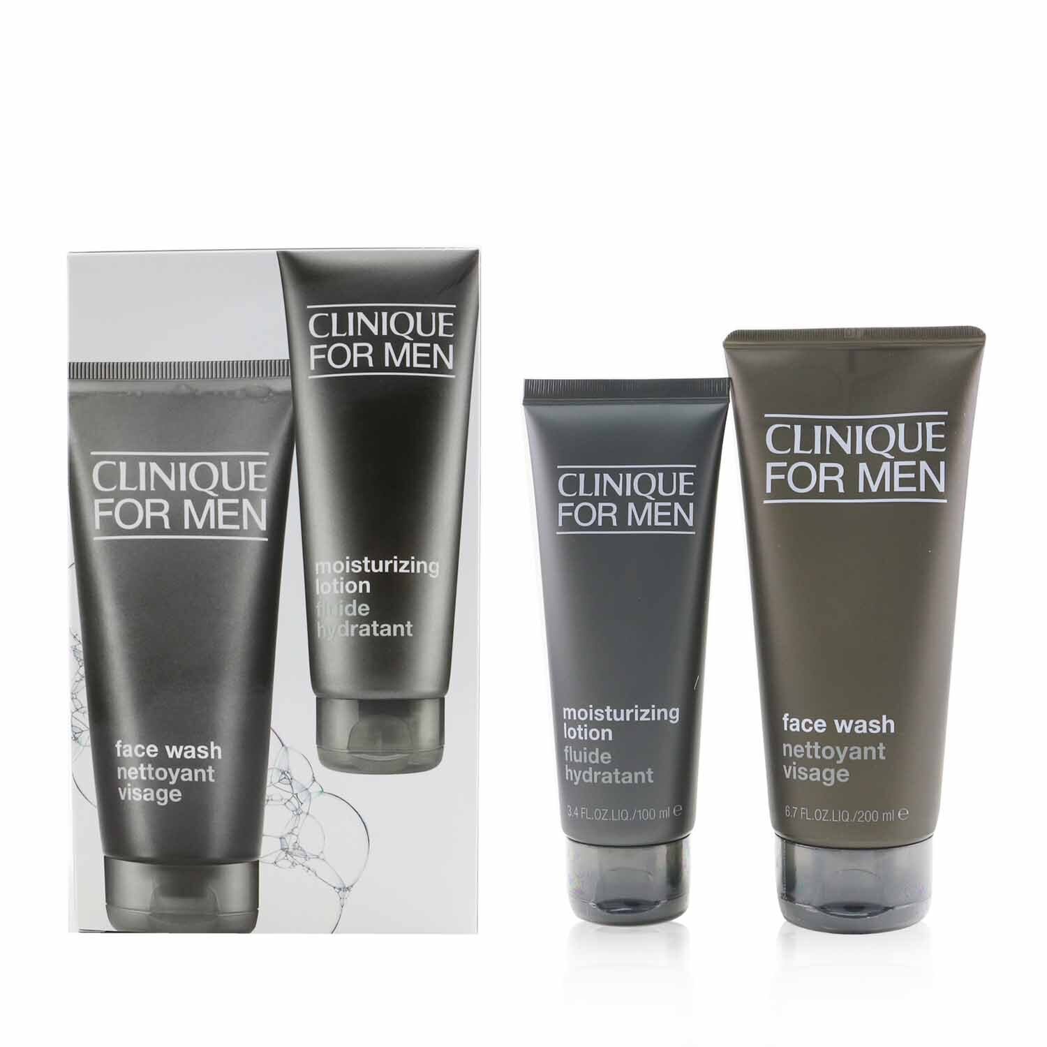 Clinique Men Cleanser + Hydrate 2-Pieces Set: Face Wash 200ml + Moisturizing Lotion 100ml 2pcs