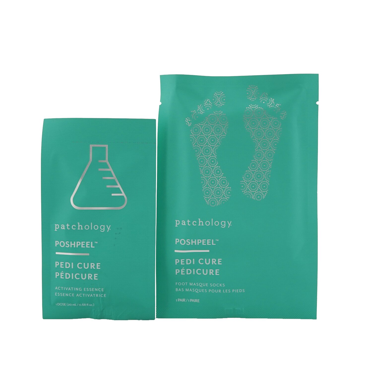 Patchology PoshPeel Pedi Cure - Gently Exfoliates & Resurfaces Feet (1 Treatment) (Box Slightly Damaged) 2x20ml/0.68oz