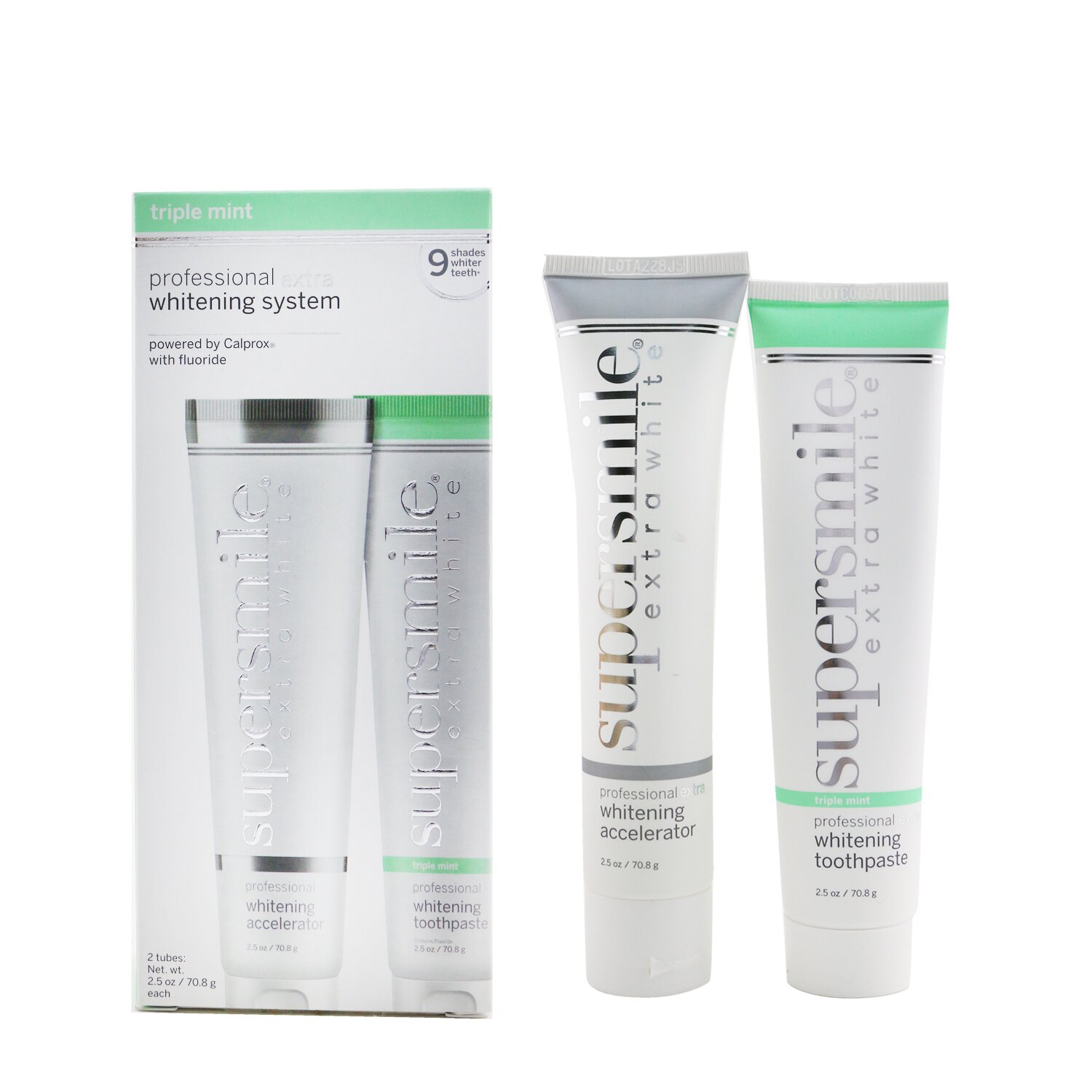 Supersmile Extra White Professional Extra Whitening System (Deluxe Travel) - Triple Mint : Accelerator 70.8g + Toothpaste 70.8g 2x70.8g/2.5oz