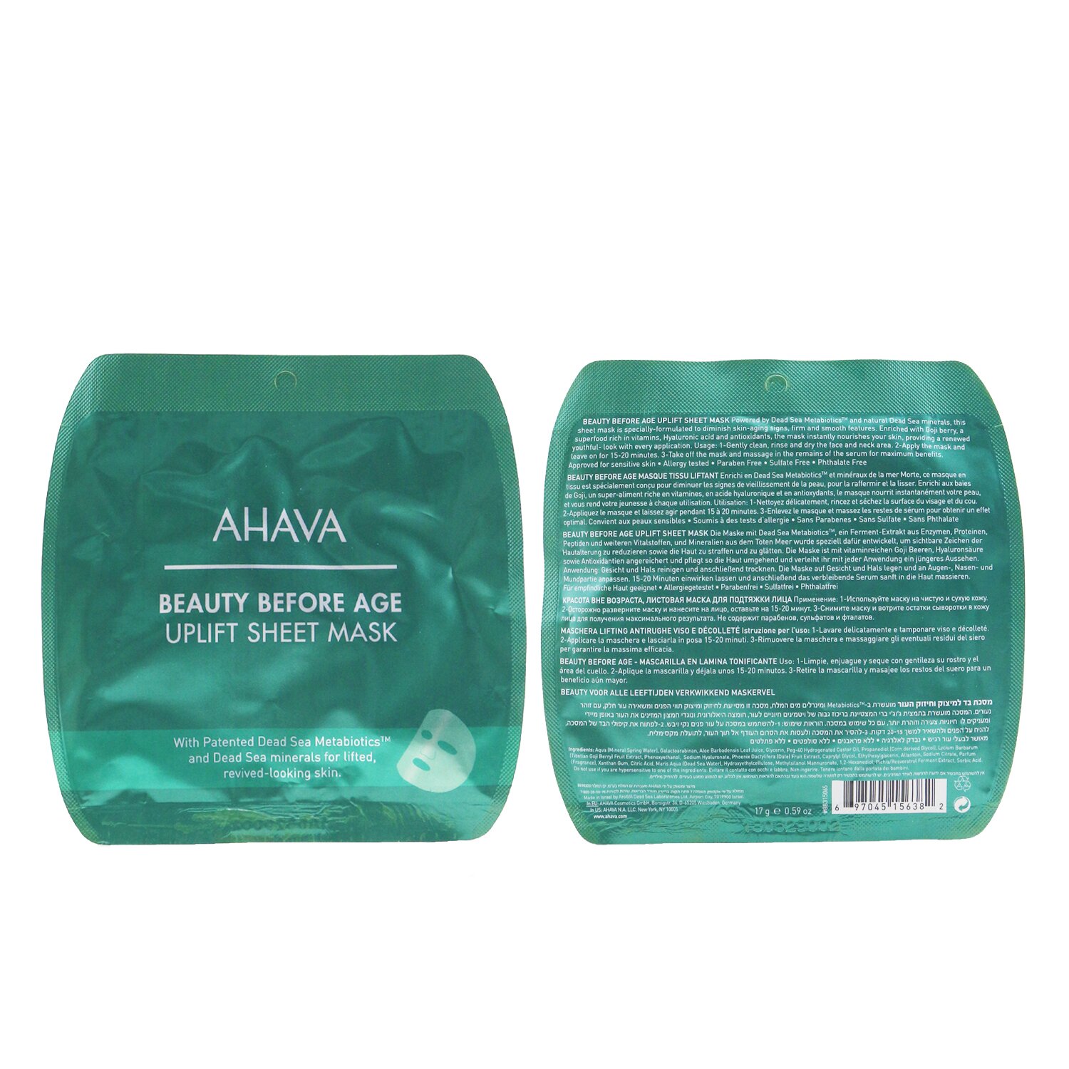 Ahava Beauty Before Age Uplift Mascarilla en Hoja 1sheet