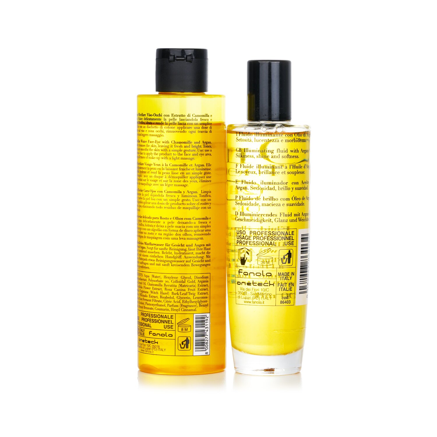 Fanola Oro Therapy 24k Golden Beauty Set (Limited Edition): Oro Puro Illuminating Fluid 100ml + Gold Beauty Micellar Water 200ml 2pcs