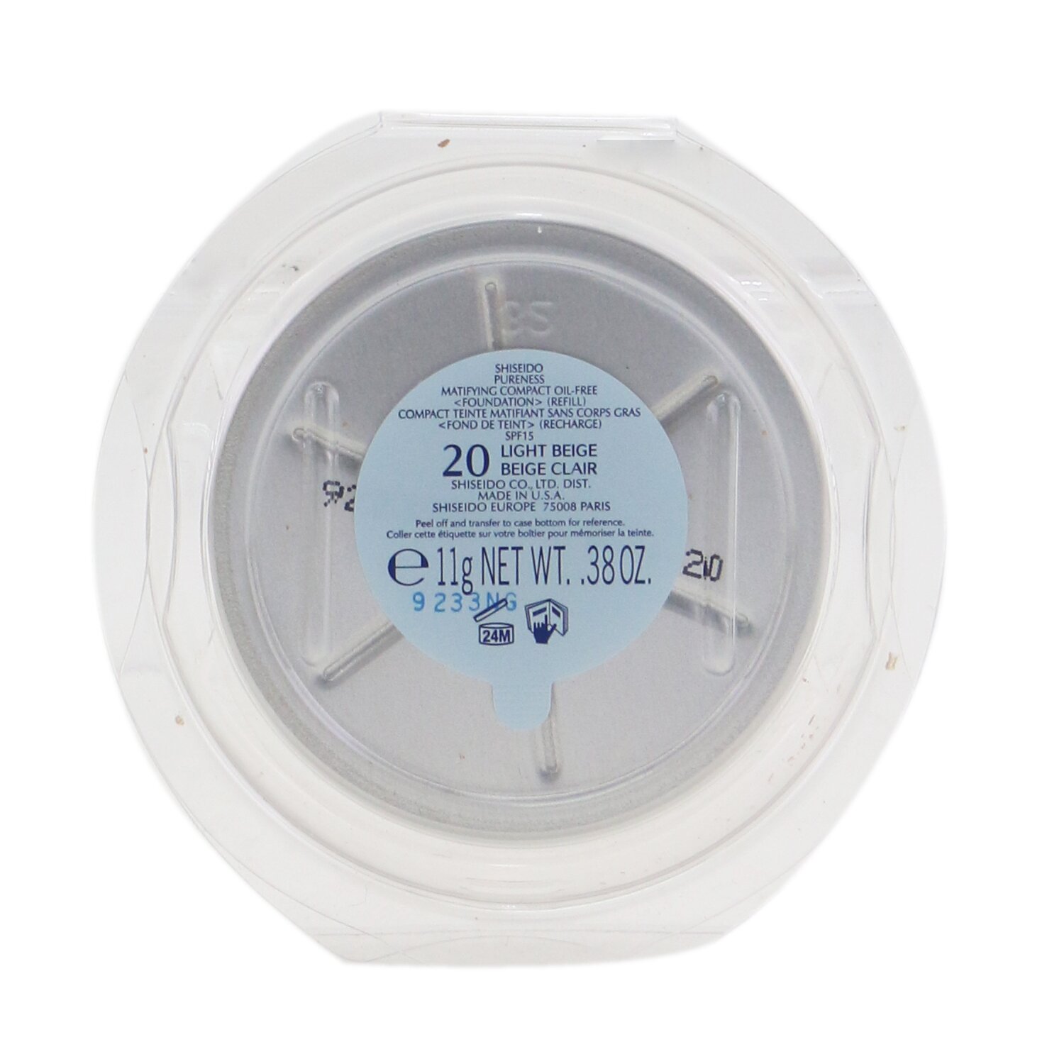 资生堂 Shiseido 飘尔丽思净油粉饼SPF15粉芯 11g/0.38oz