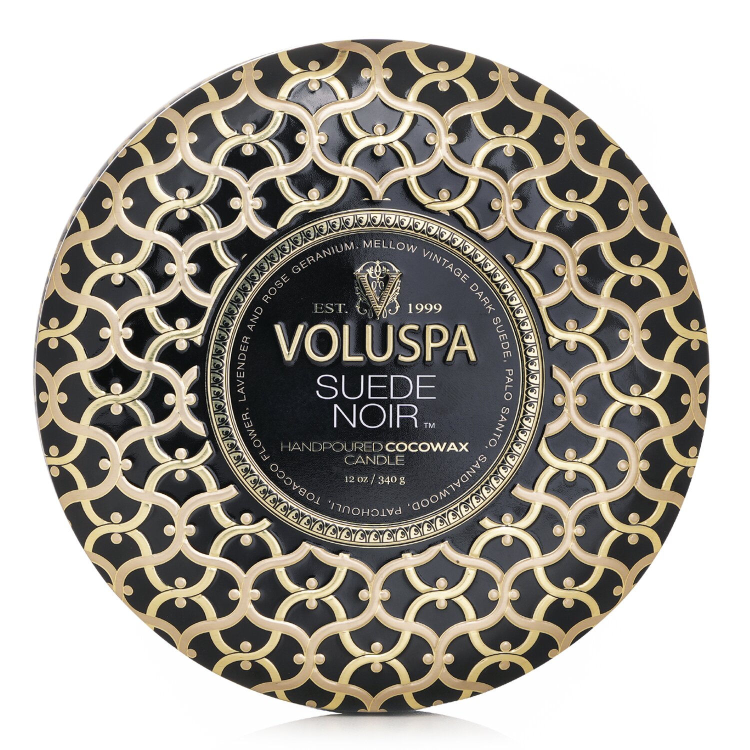Voluspa 3 Wick Decorative Tin Candle - Suede Noir 340g/12oz