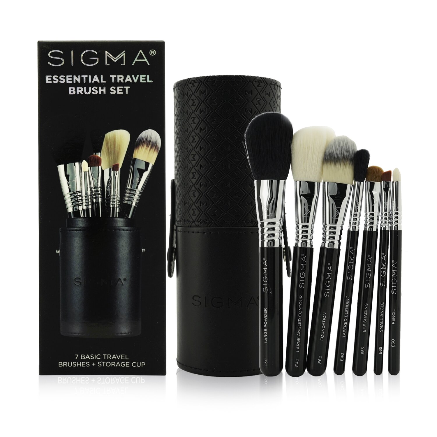 Sigma Beauty Essential Travel Brush Set (7x Brushes, 1x Brush Cup) 7pcs+Brush Cup