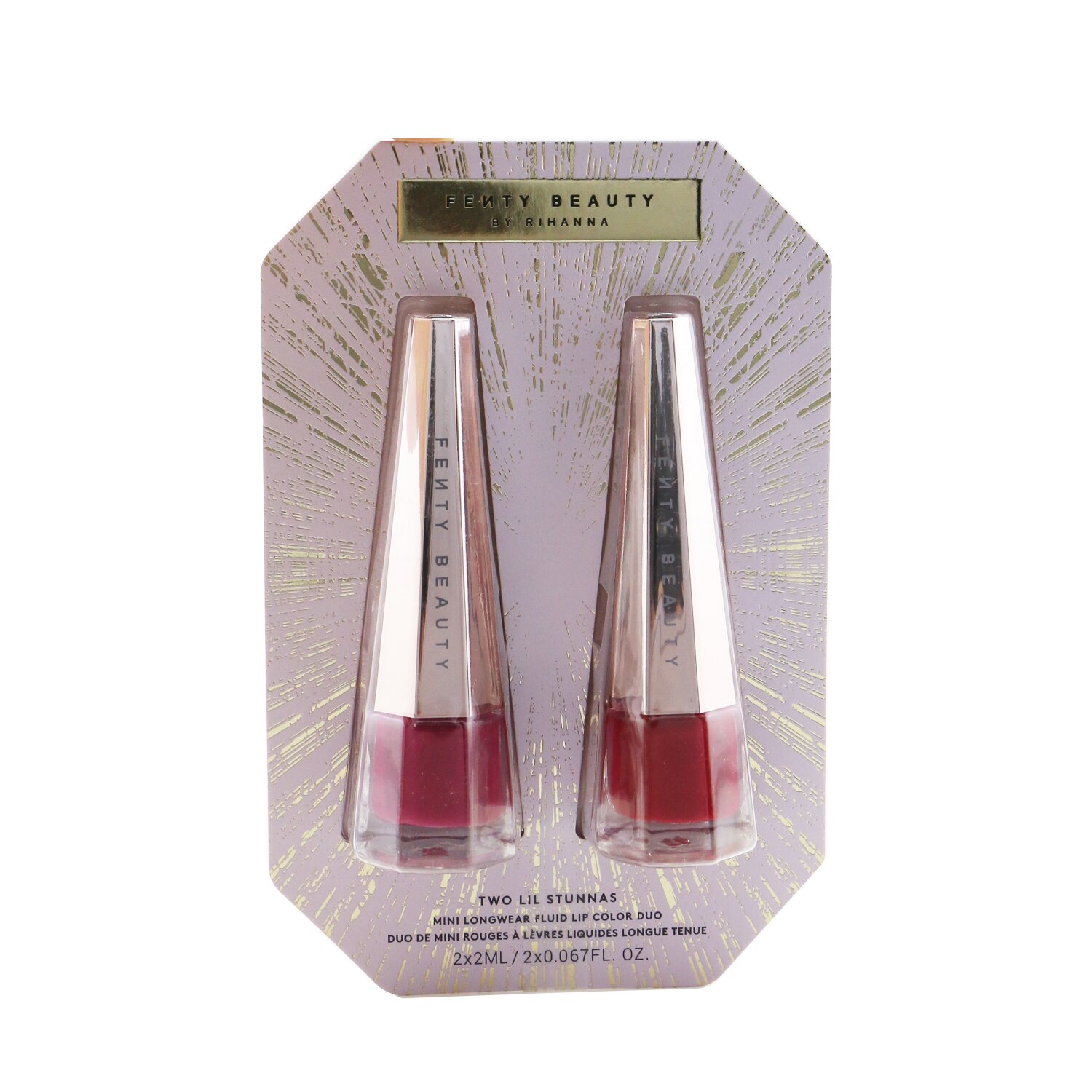 Fenty Beauty by Rihanna Two Lil Stunnas Mini Color de Labios Fluido de Larga Duración (2x Mini Color de Labios) 2x2ml/0.067oz
