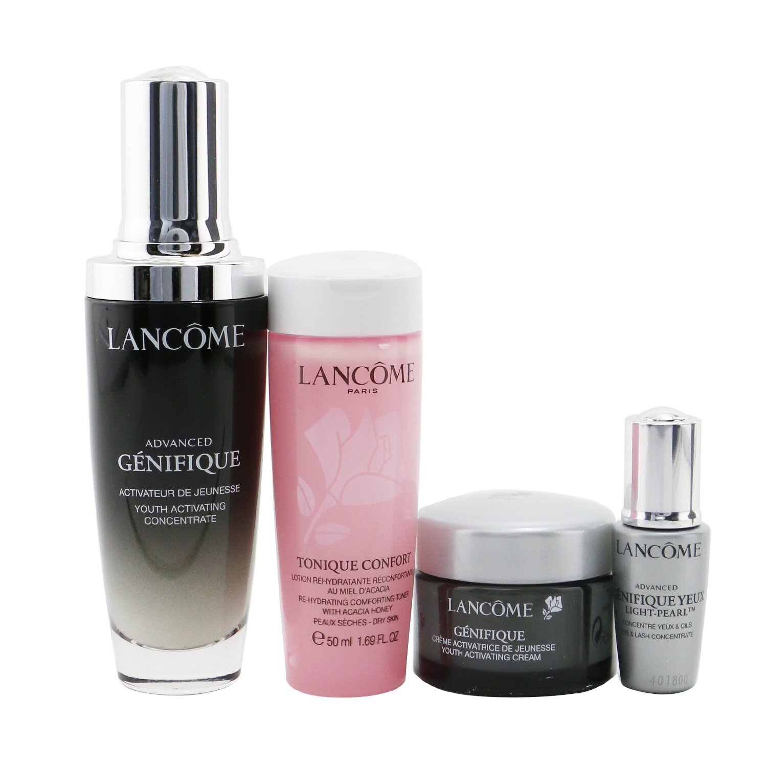 Lancome My Youthful Radiance Routine Set: Genifique Advanced 50ml + Tonique Confort 50ml + Eye Serum 5ml + Day Cream 15ml 4pcs