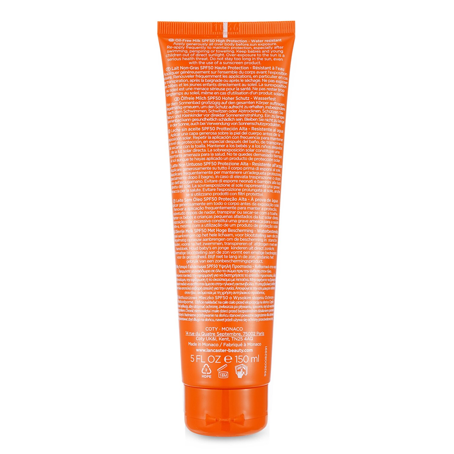 Lancaster Sun Sensitive Luminous Tan - Oil-Free Milk SPF50 150ml/5oz