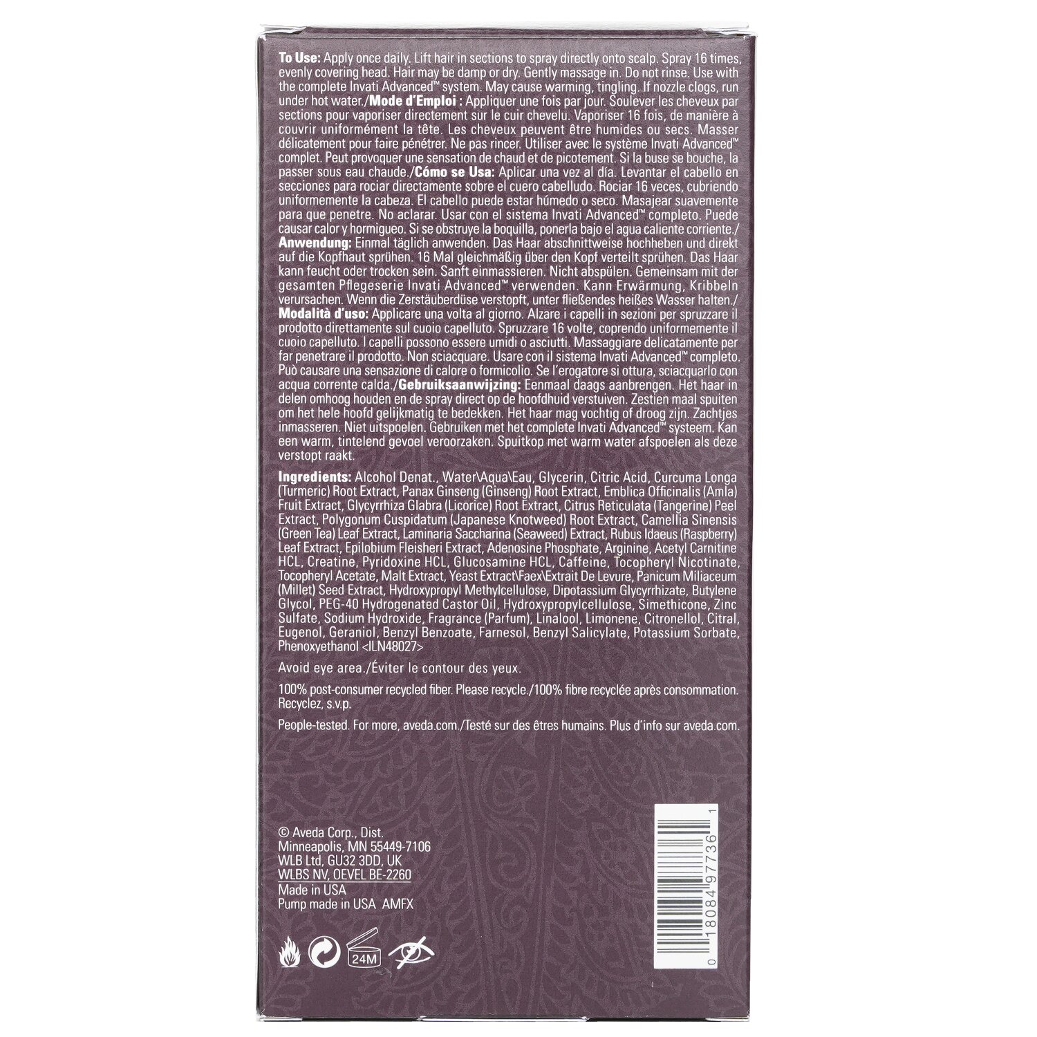 Aveda Invati Advanced Scalp Revitalizer - Solutions For Thinning Hair (2 Refills + Pump) 2x150ml