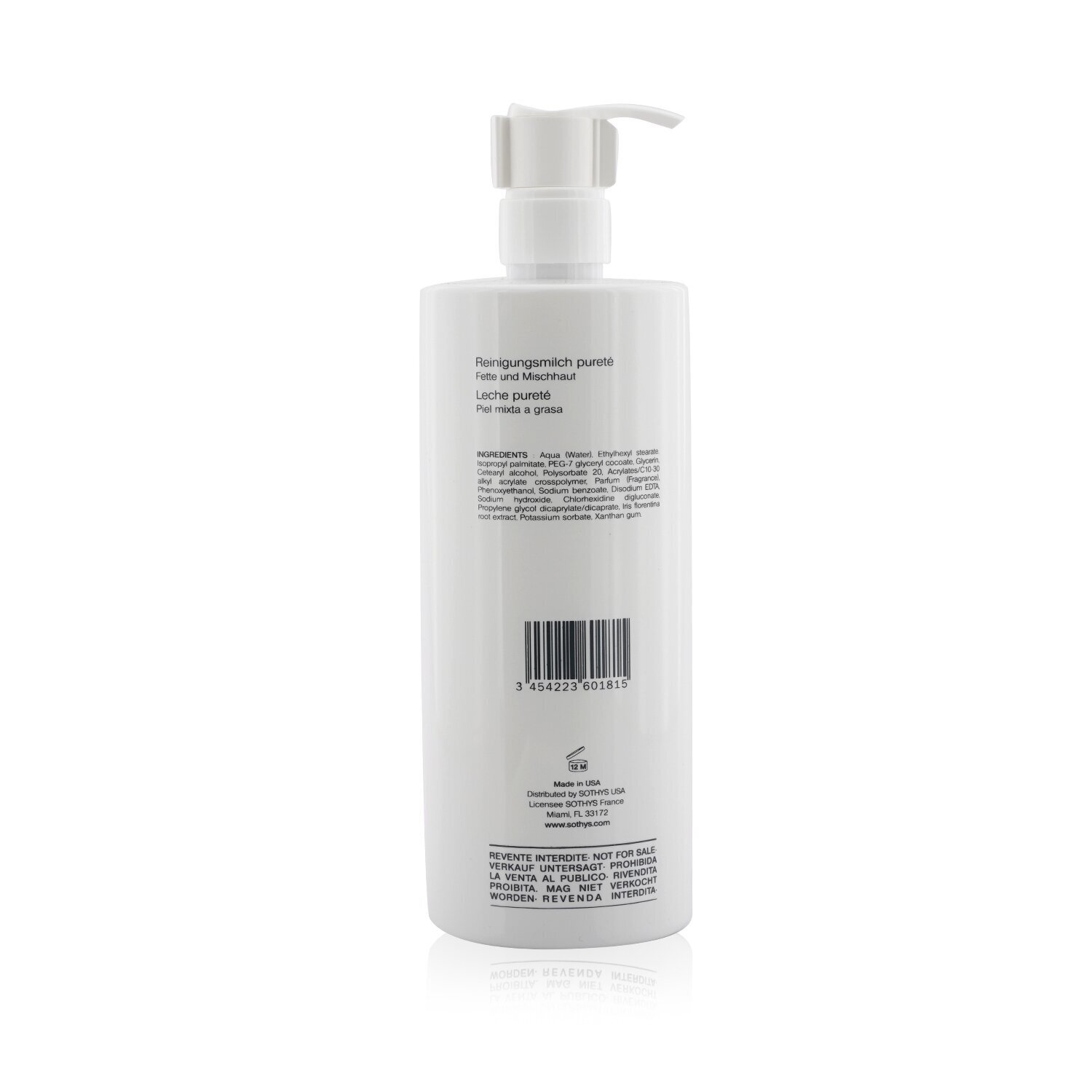 Sothys Purity Cleansing Milk - For Combination to Oily Skin , With Iris Extract (Salon Size) 500ml/16.9oz